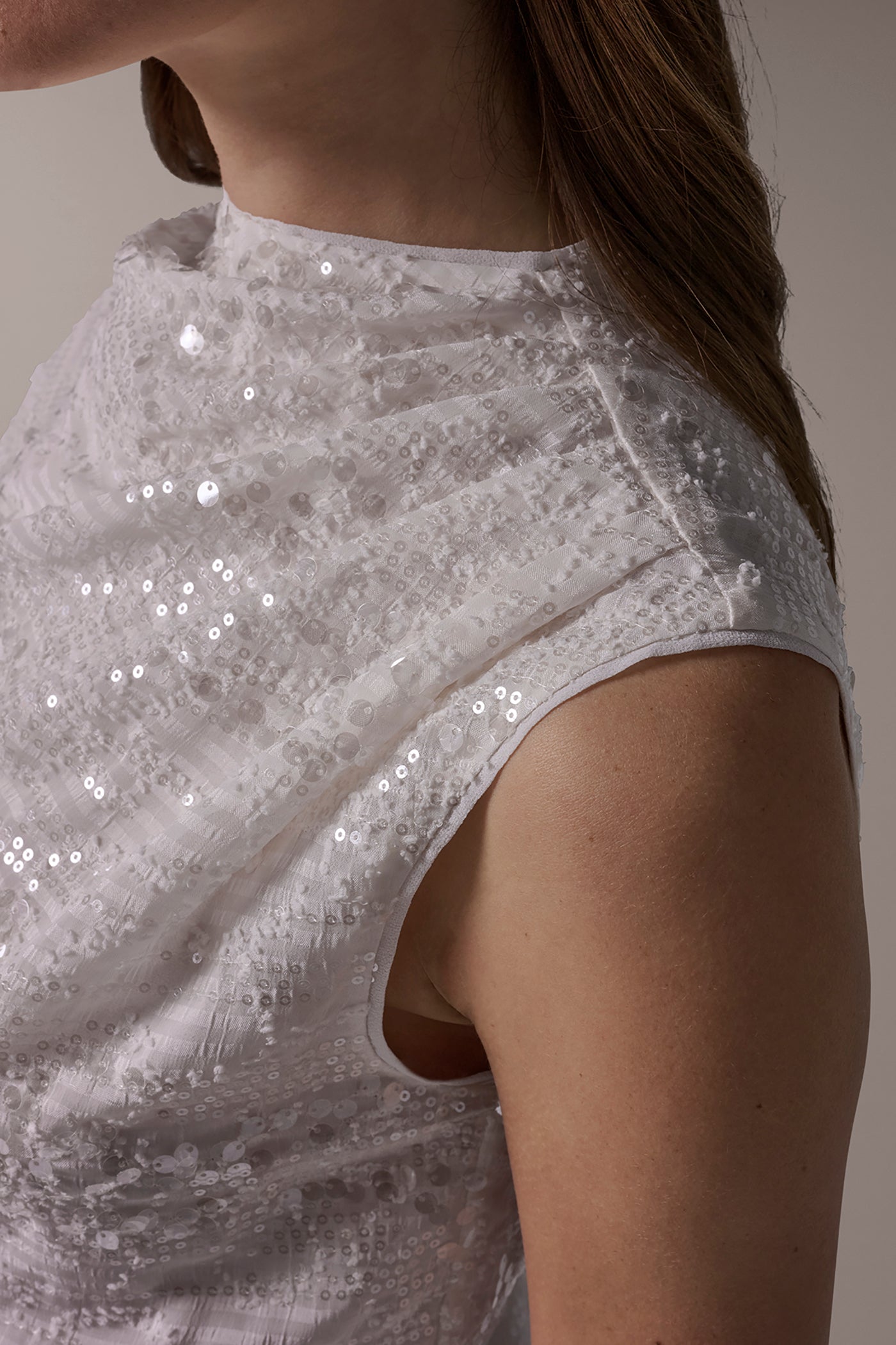 Cream SEQUIN BLOUSE Donna Karan
