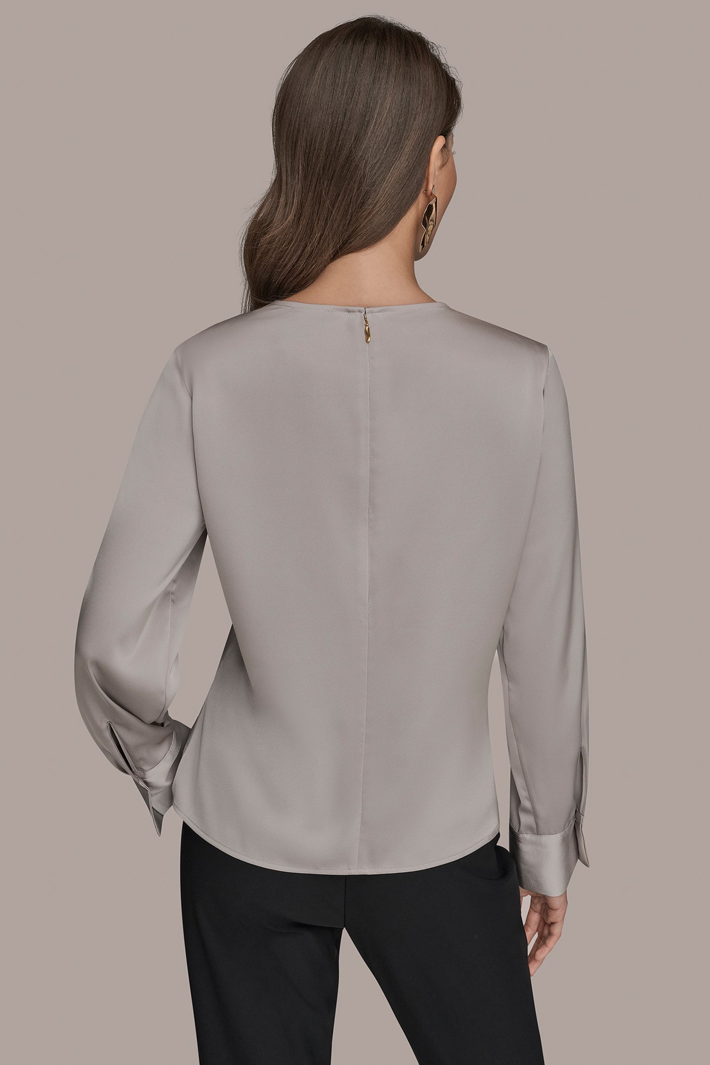 VAPOR LONG SLEEVE DRAPE BLOUSE Donna Karan