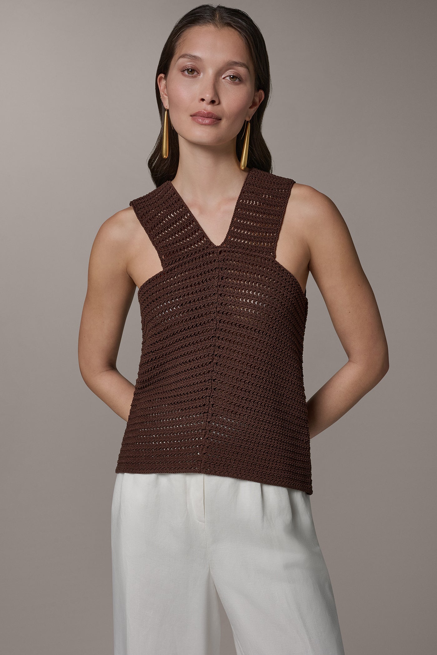 Canyon SLEEVELESS METALLIC SWEATER TANK Donna Karan