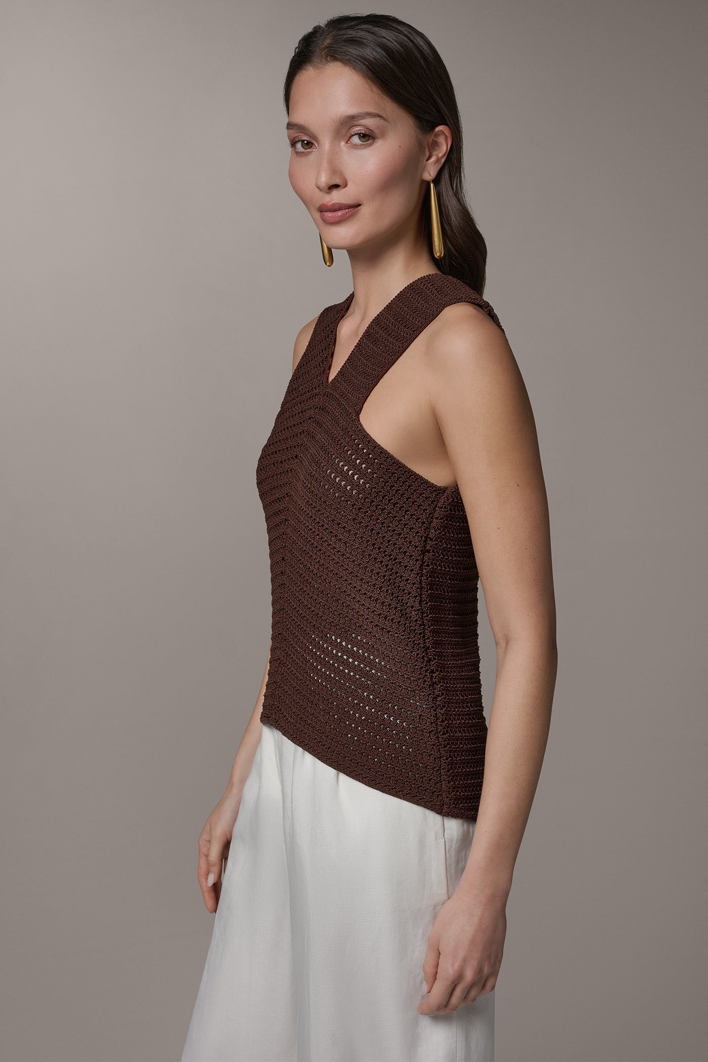 Canyon SLEEVELESS METALLIC SWEATER TANK Donna Karan