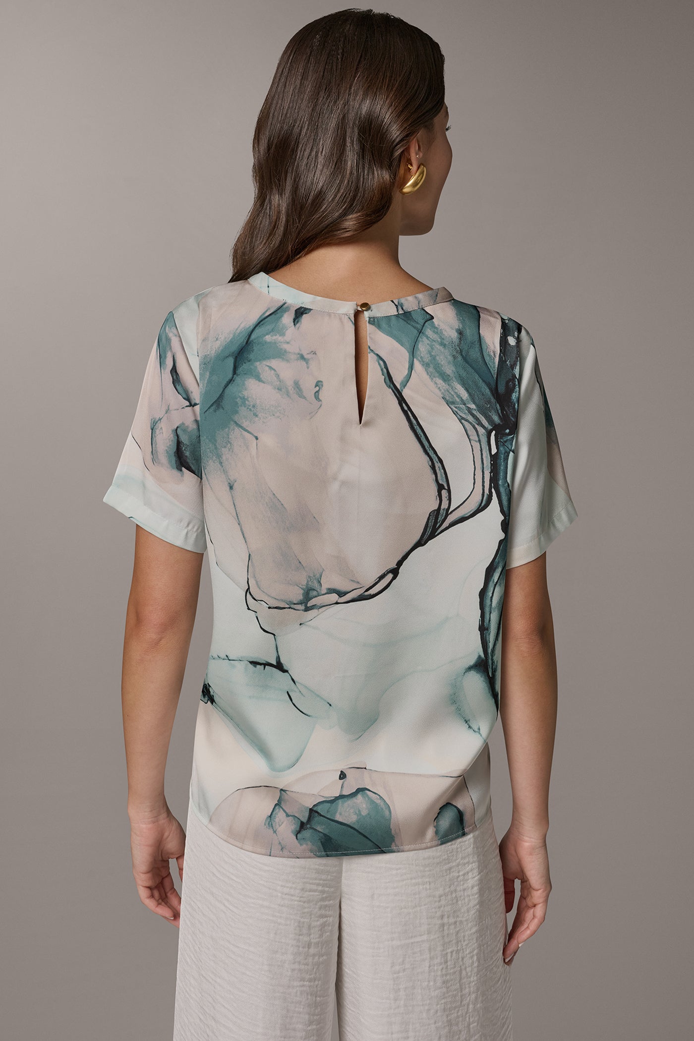 Skylight Multi MARBLE GOLD-TONE EMBELLISHED SHOULDER TOP Donna Karan