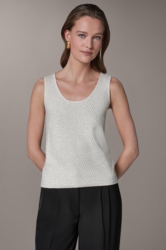 Cream SLEEVELESS SEQUIN SWEATER CAMI Donna Karan