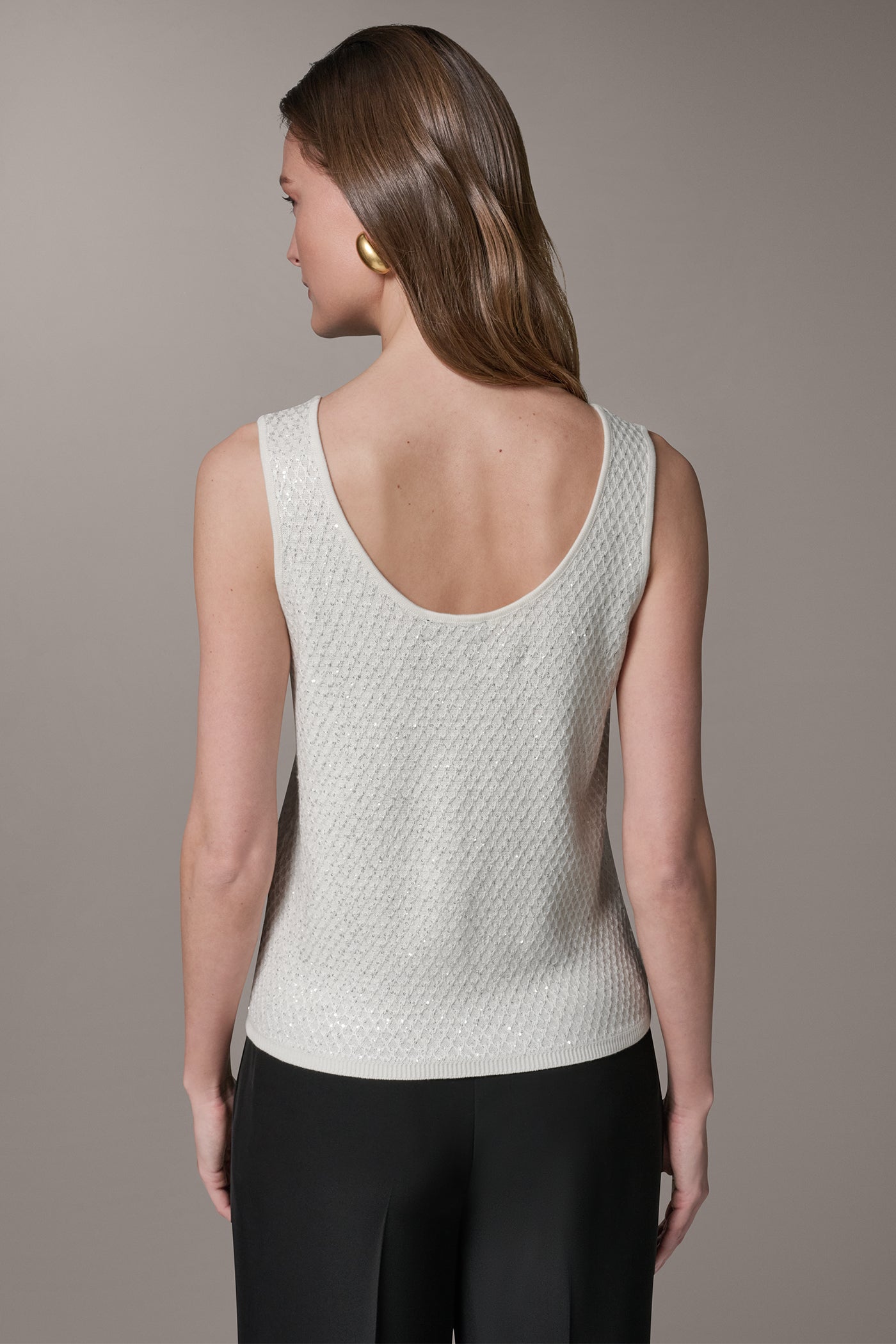 Cream SLEEVELESS SEQUIN SWEATER CAMI Donna Karan