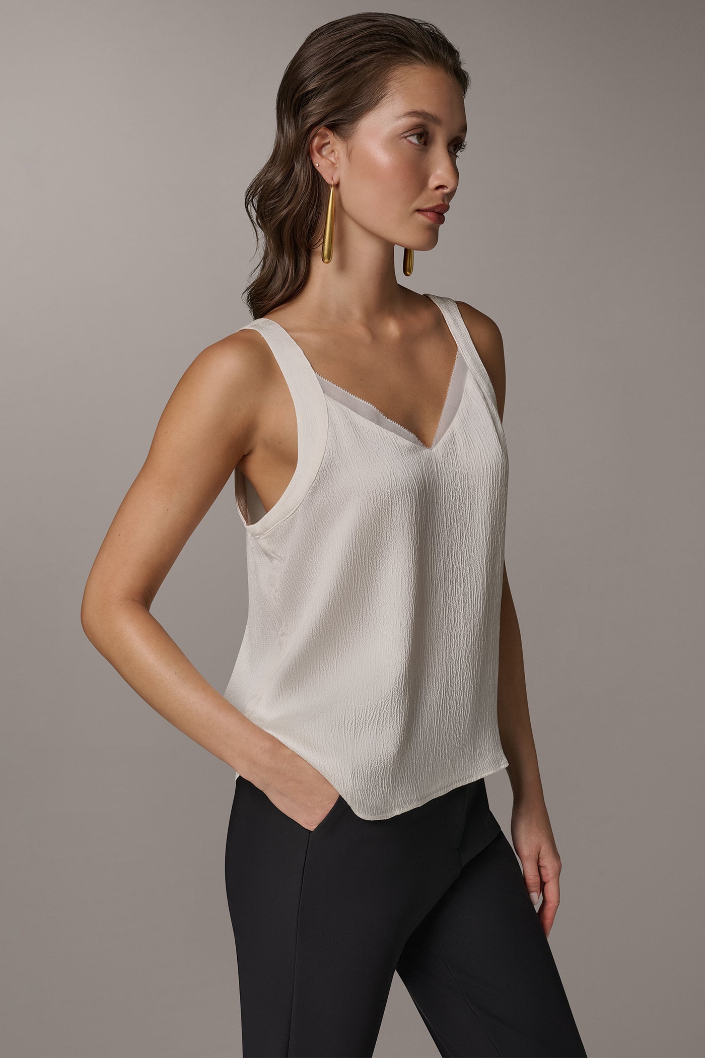 Cream CHIFFON TRIM SHELL Donna Karan