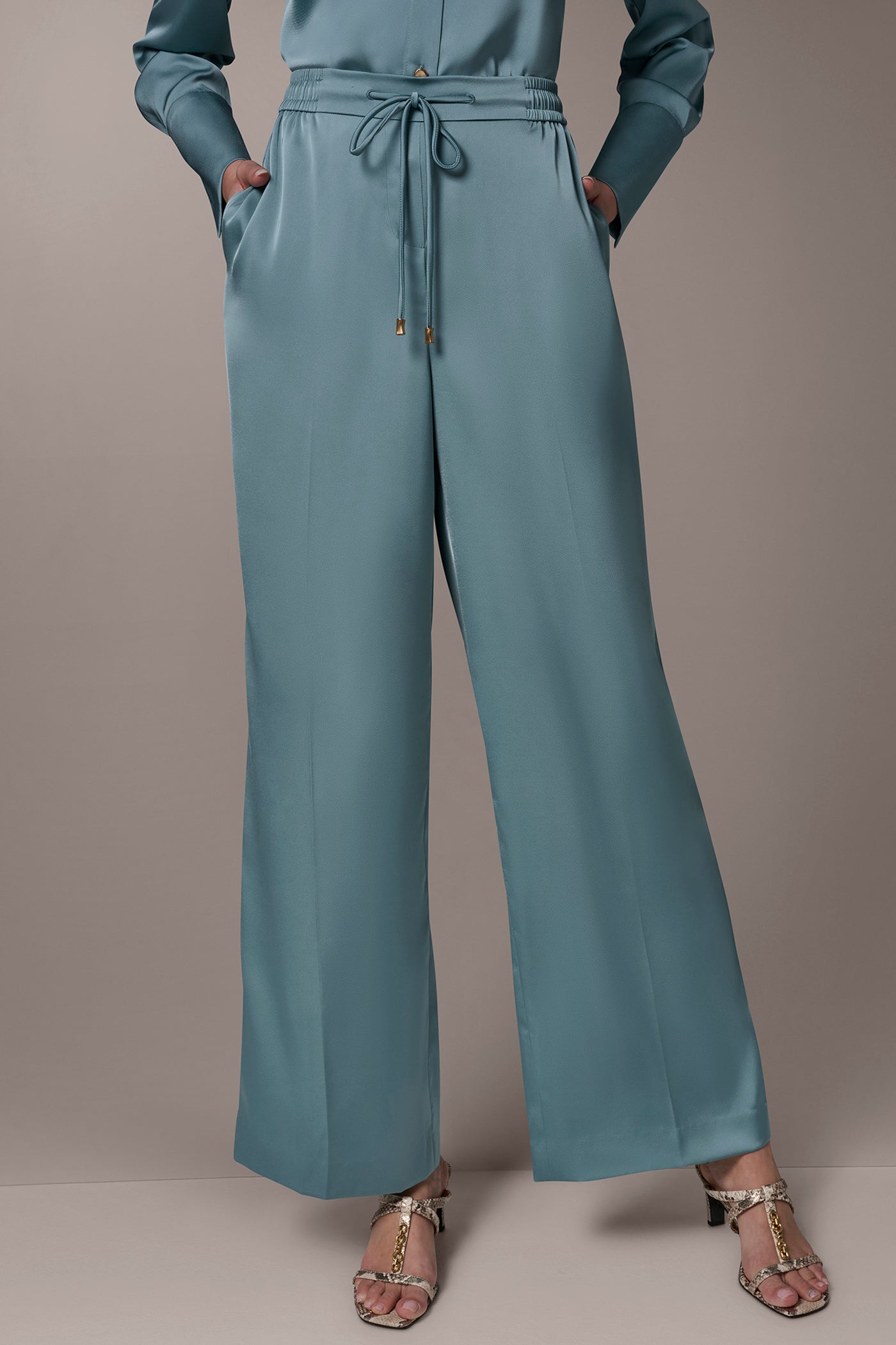 Waterlily SATIN HIGH-RISE WIDE-LEG PANT Donna Karan