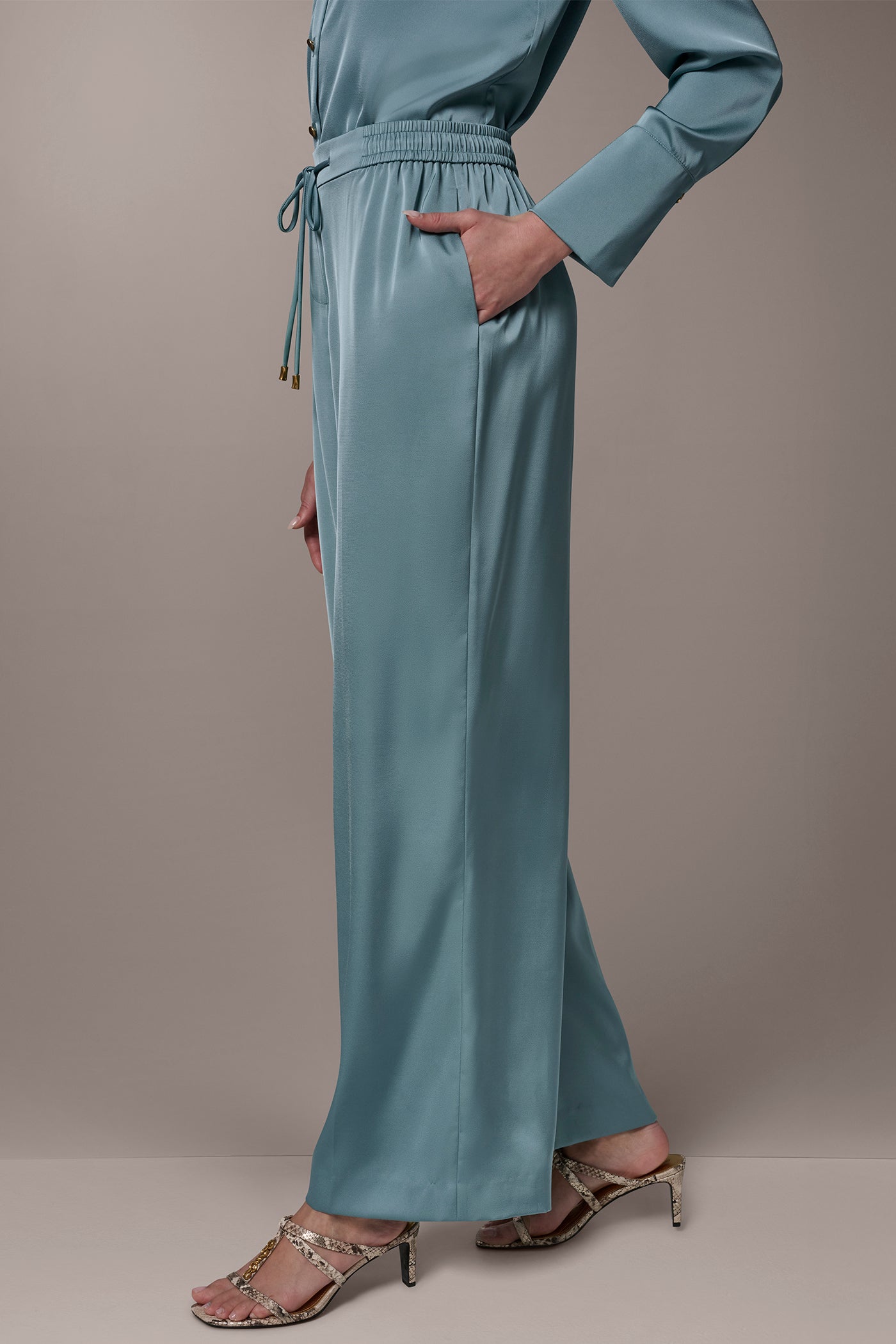 Waterlily SATIN HIGH-RISE WIDE-LEG PANT Donna Karan