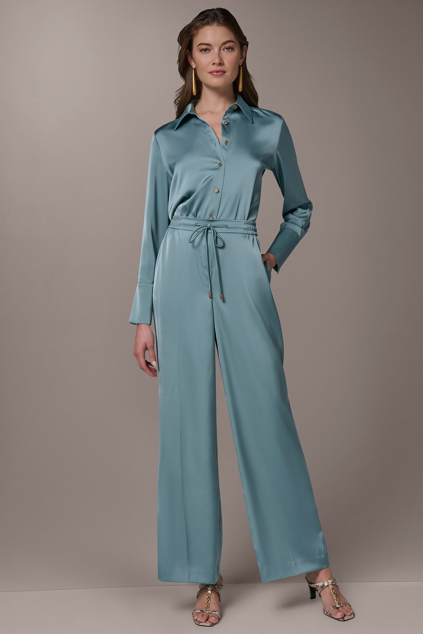 Waterlily SATIN HIGH-RISE WIDE-LEG PANT Donna Karan