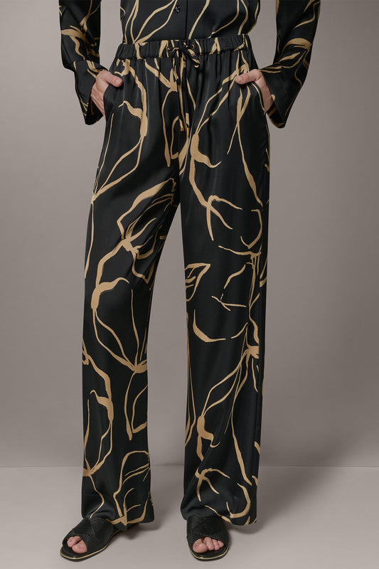 Black /Fawn EXTRA HIGH-RISE WIDE-LEG PULL-ON PANT Donna Karan