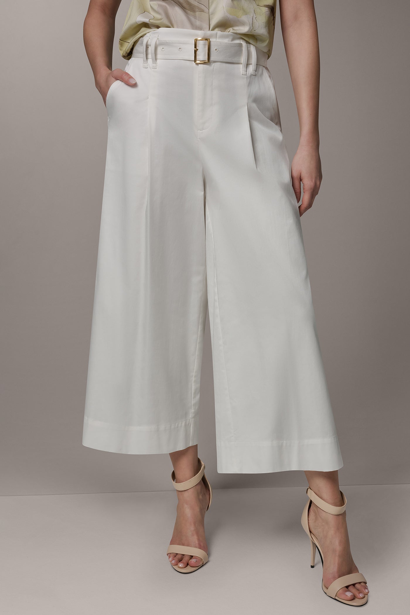 Cream CROPPED EXTRA HIGH-RISE WIDE-LEG PANT Donna Karan