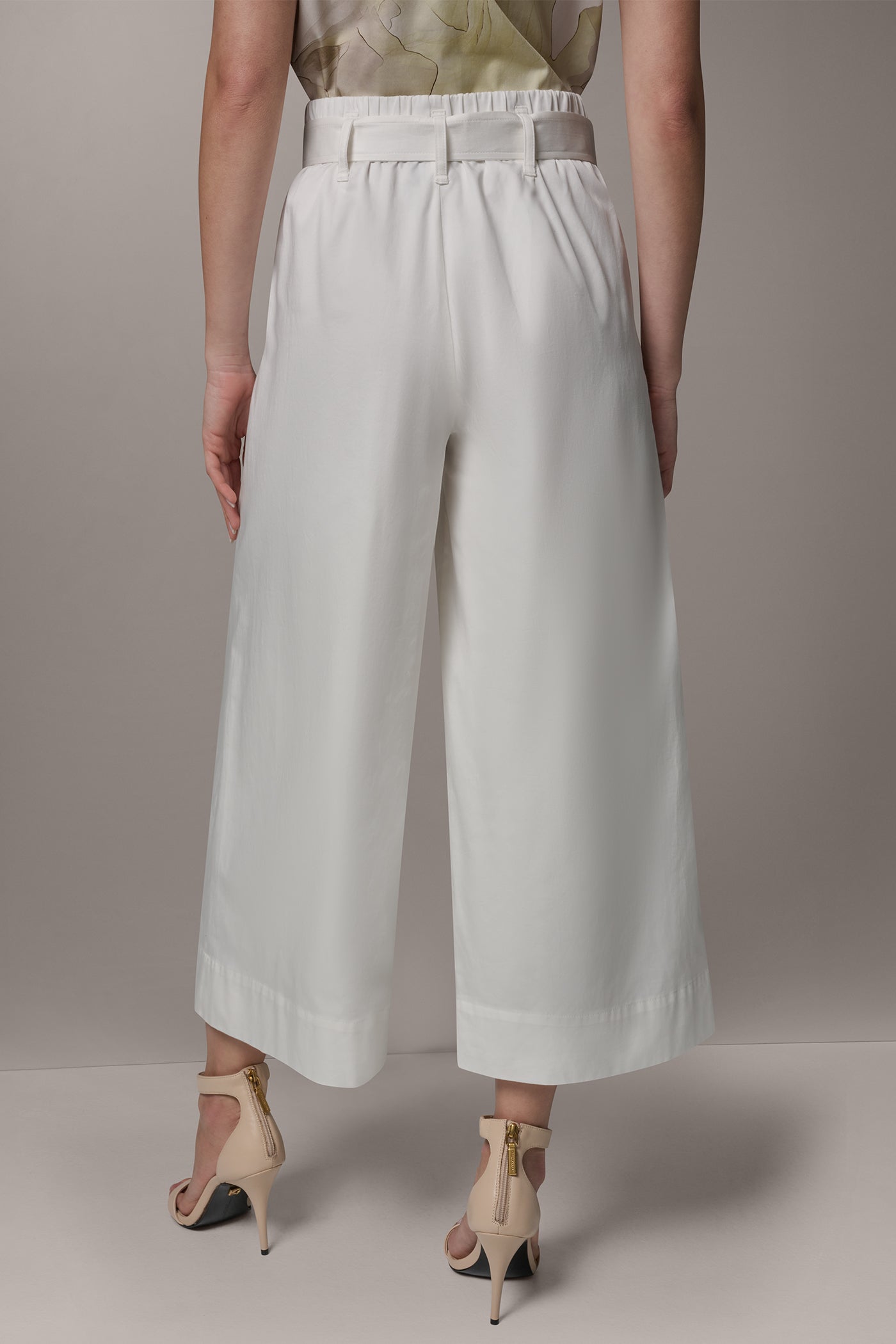 Cream CROPPED EXTRA HIGH-RISE WIDE-LEG PANT Donna Karan