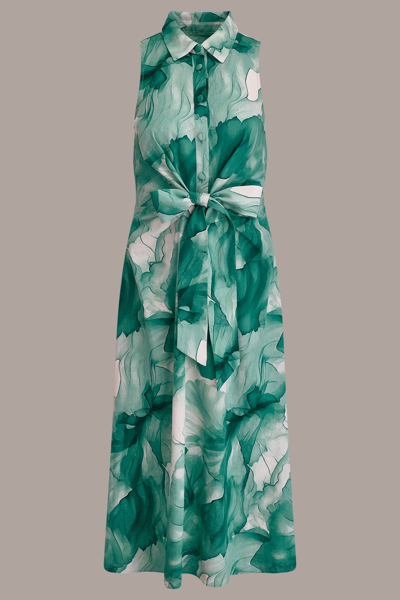 Lawn Multi LINEN-BLEND FLORAL MIDI SHIRT DRESS Donna Karan