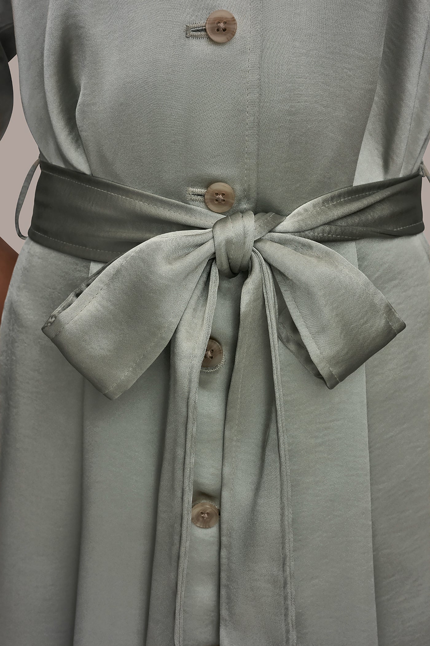 WEATHERED SAGE SATIN MIDI SHIRT DRESS Donna Karan