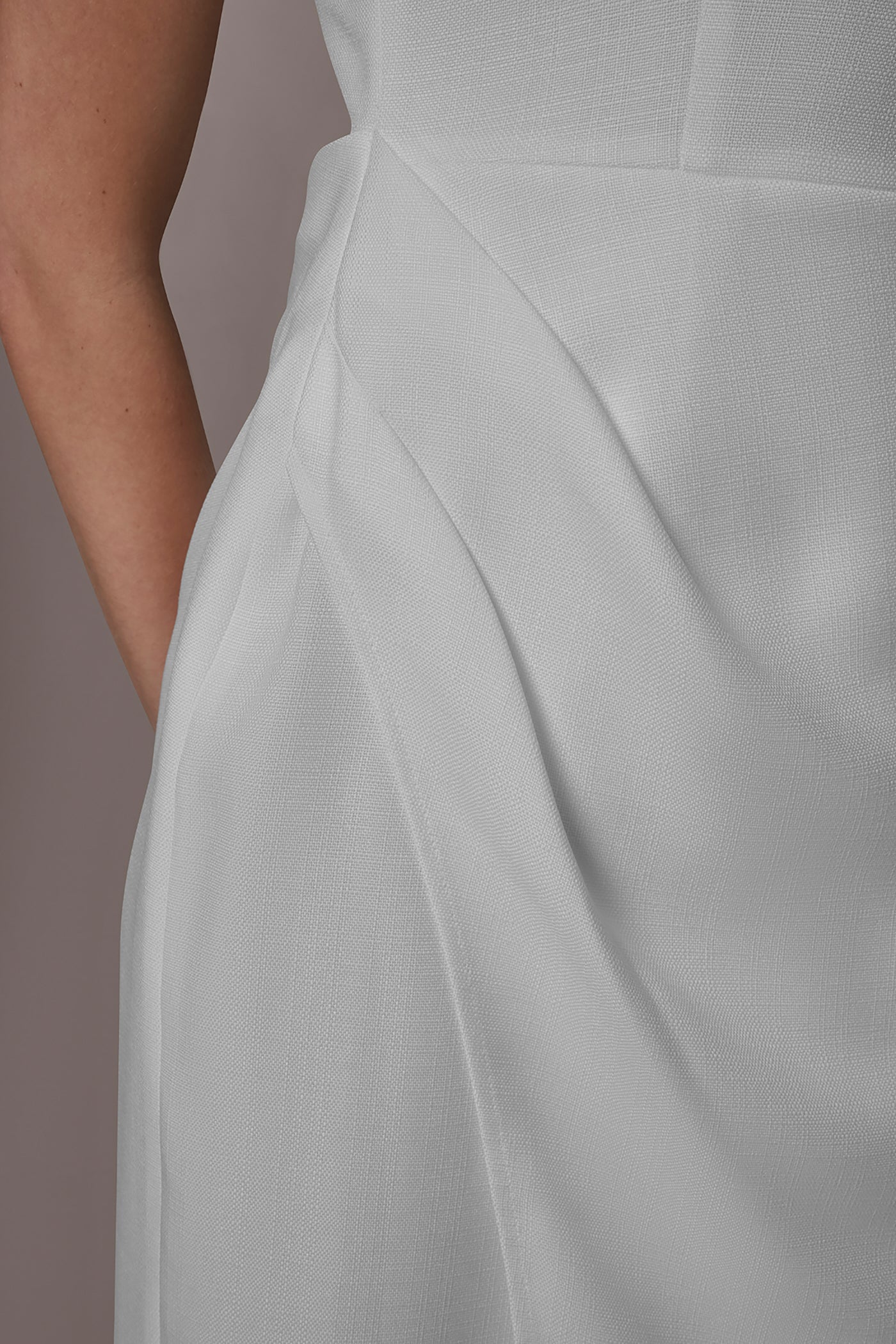 Cream TENCEL WRAP-EFFECT MIDI SHEATH DRESS Donna Karan