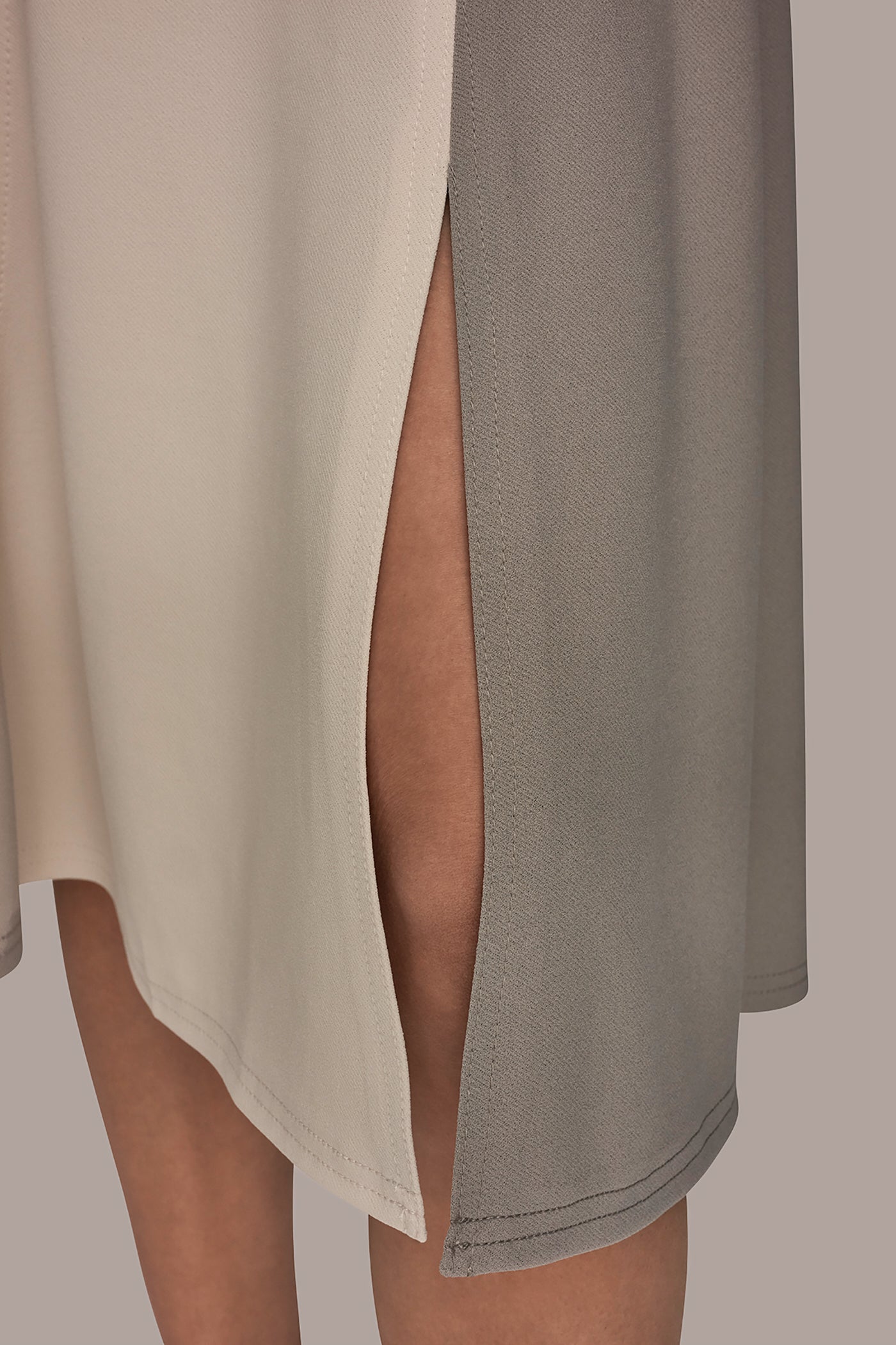 VAPOR/VELLUM/DRIFTWOOD CAP SLEEVE COLOR-BLOCK MIDI DRESS Donna Karan
