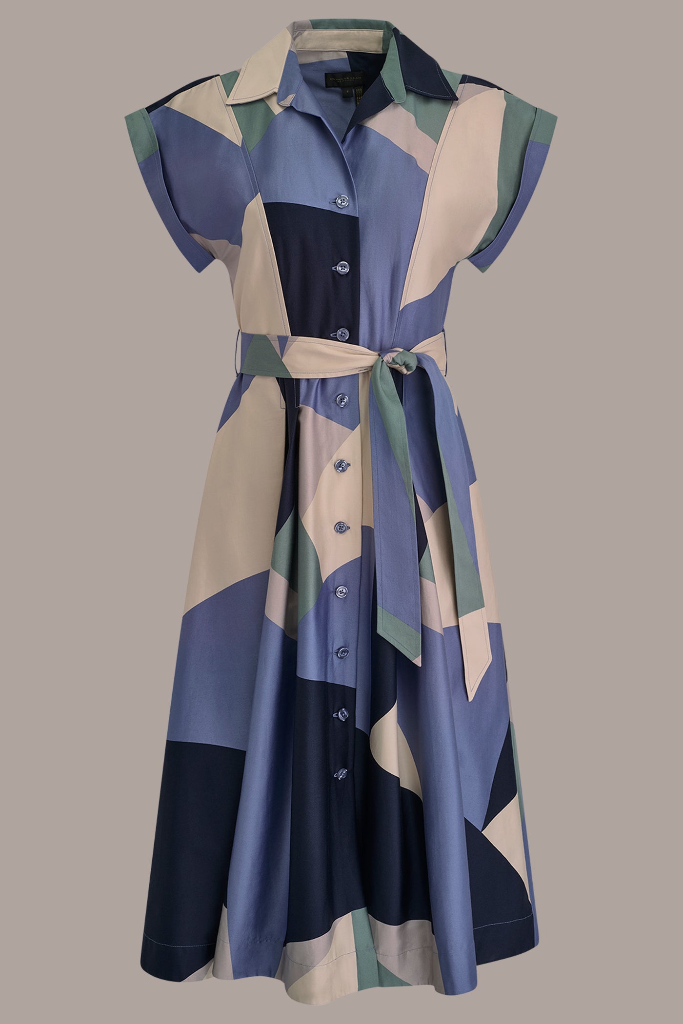 TEMPEST MULTI COTTON PRINTED MIDI SHIRT DRESS Donna Karan