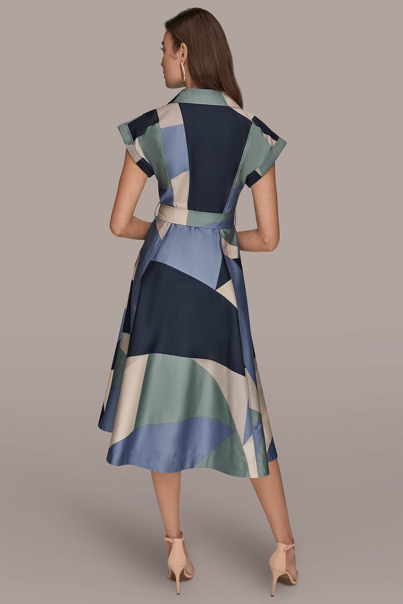 TEMPEST MULTI COTTON PRINTED MIDI SHIRT DRESS Donna Karan
