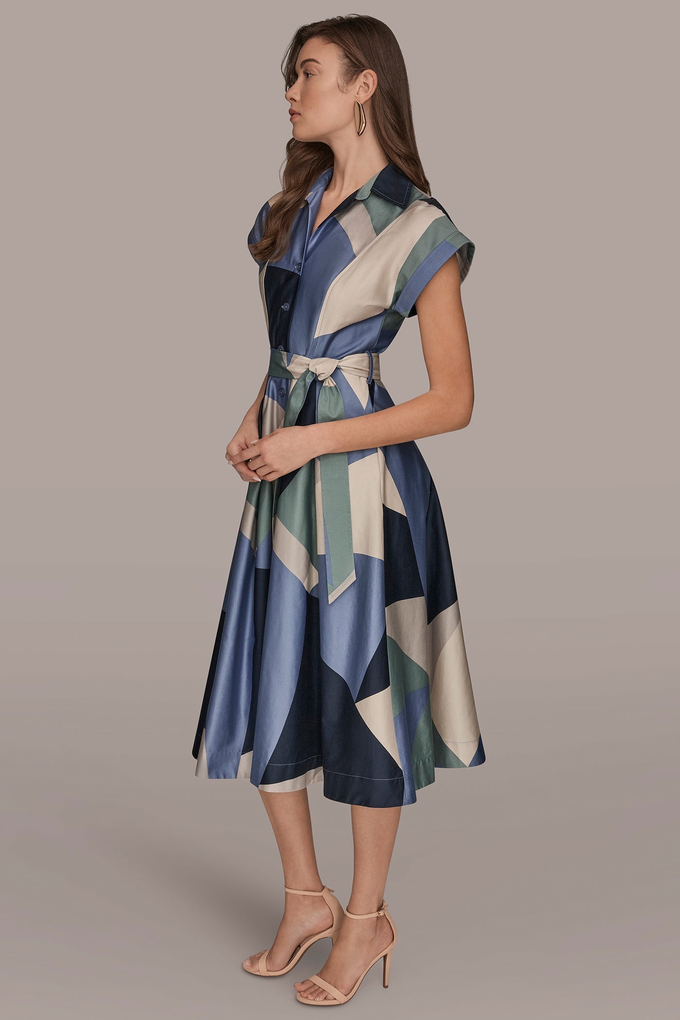 TEMPEST MULTI COTTON PRINTED MIDI SHIRT DRESS Donna Karan