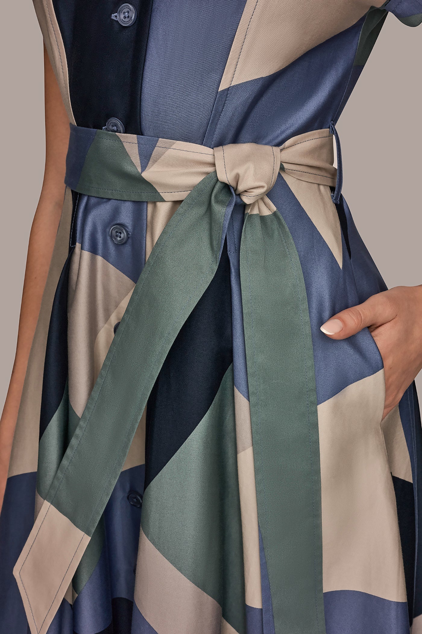 TEMPEST MULTI COTTON PRINTED MIDI SHIRT DRESS Donna Karan