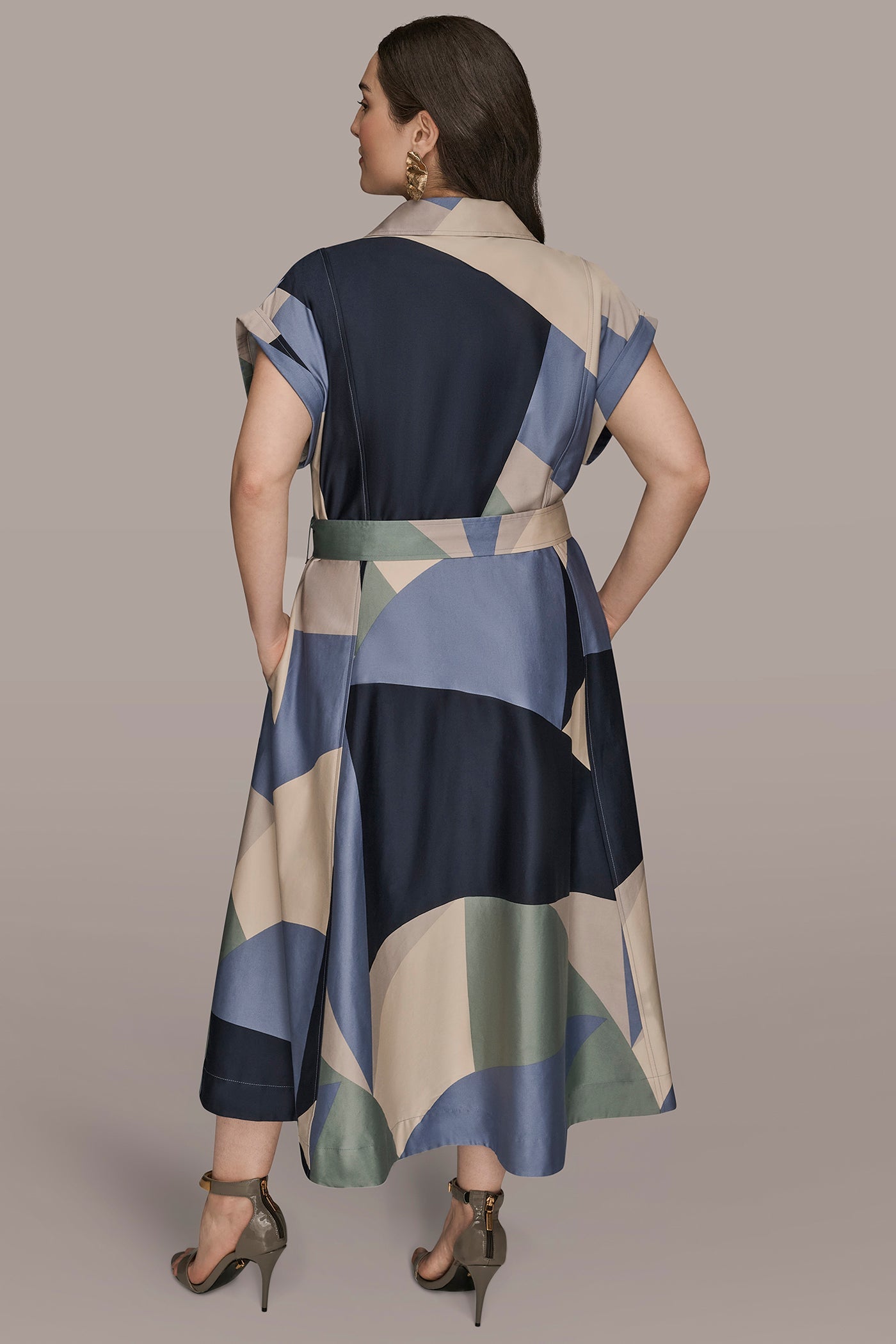 TEMPEST MULTI COTTON PRINTED MIDI SHIRT DRESS Donna Karan