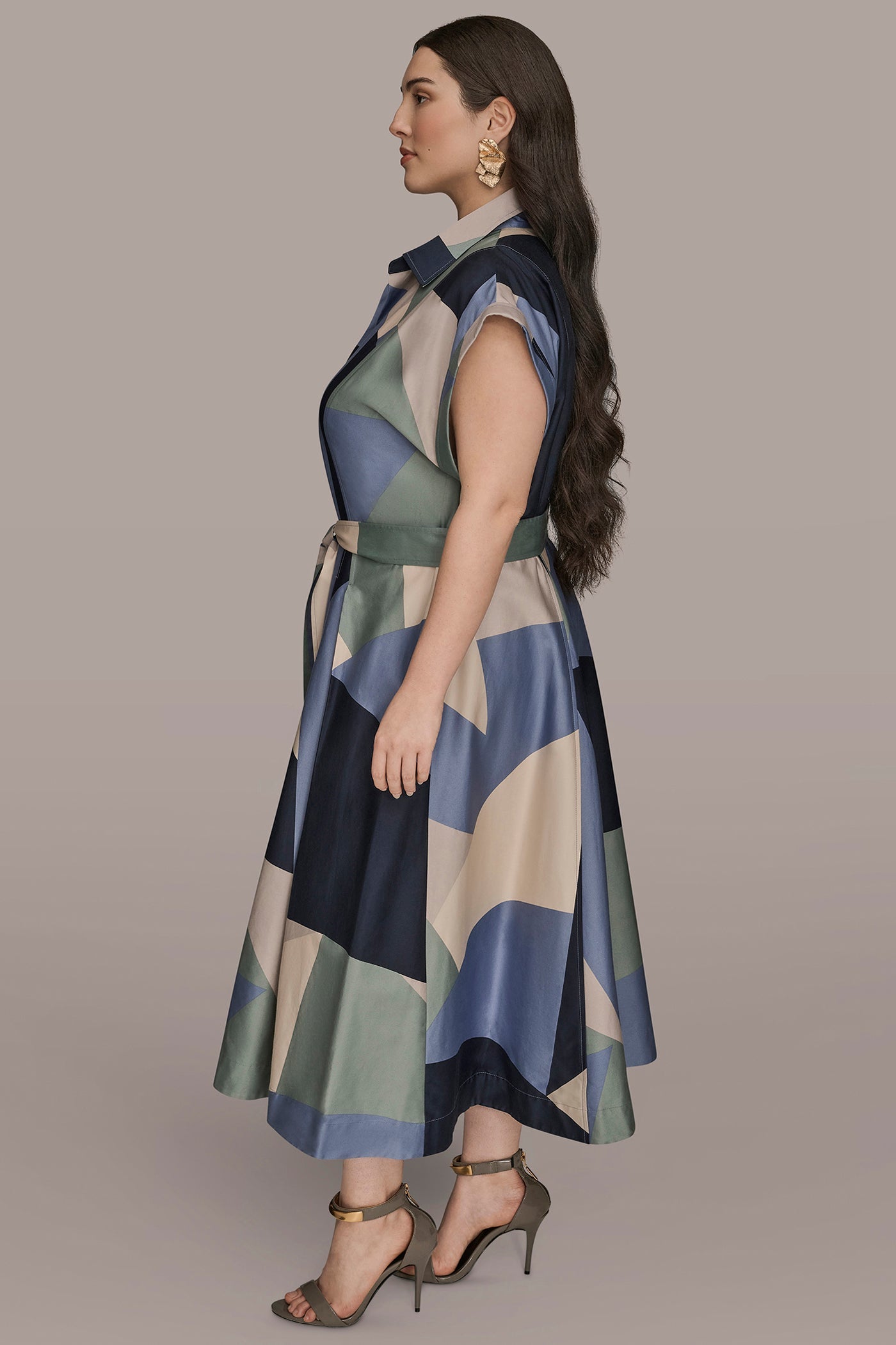 TEMPEST MULTI COTTON PRINTED MIDI SHIRT DRESS Donna Karan