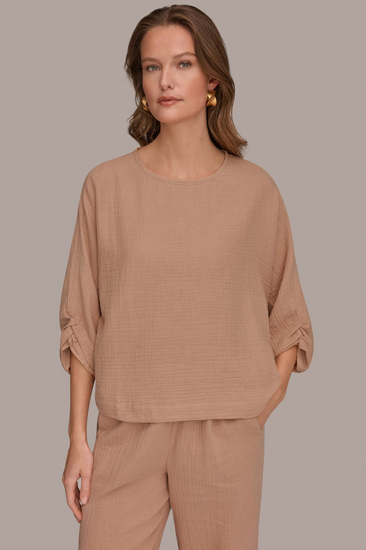 Umbria 3/4 SLEEVE TWIST CUFF BLOUSE Donna Karan