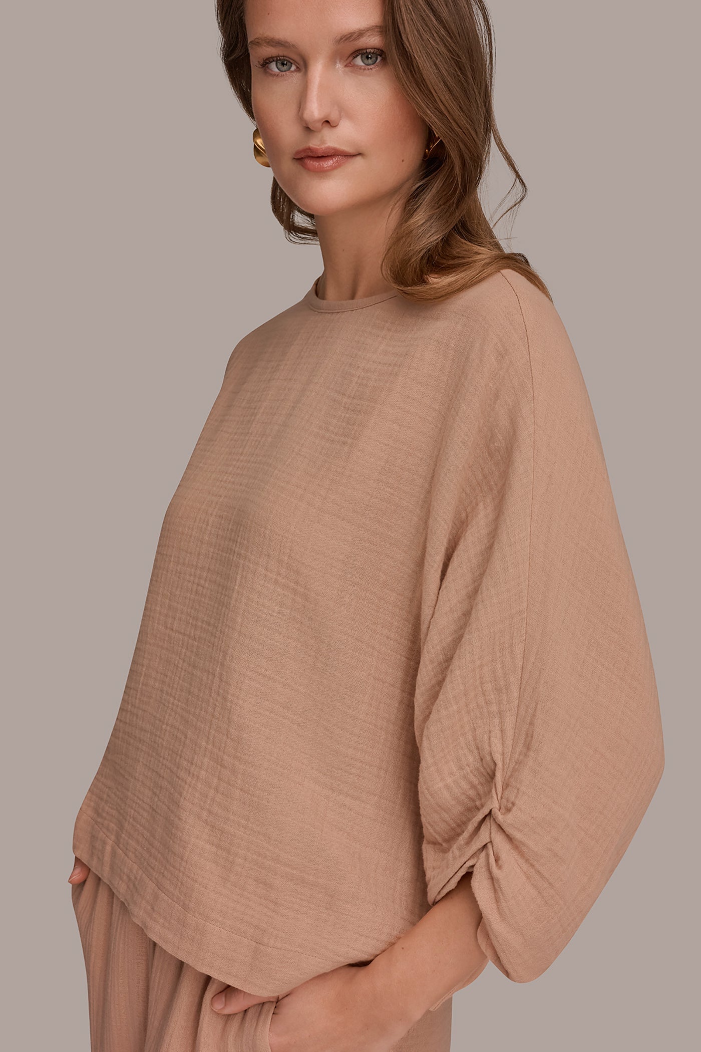 Umbria 3/4 SLEEVE TWIST CUFF BLOUSE Donna Karan