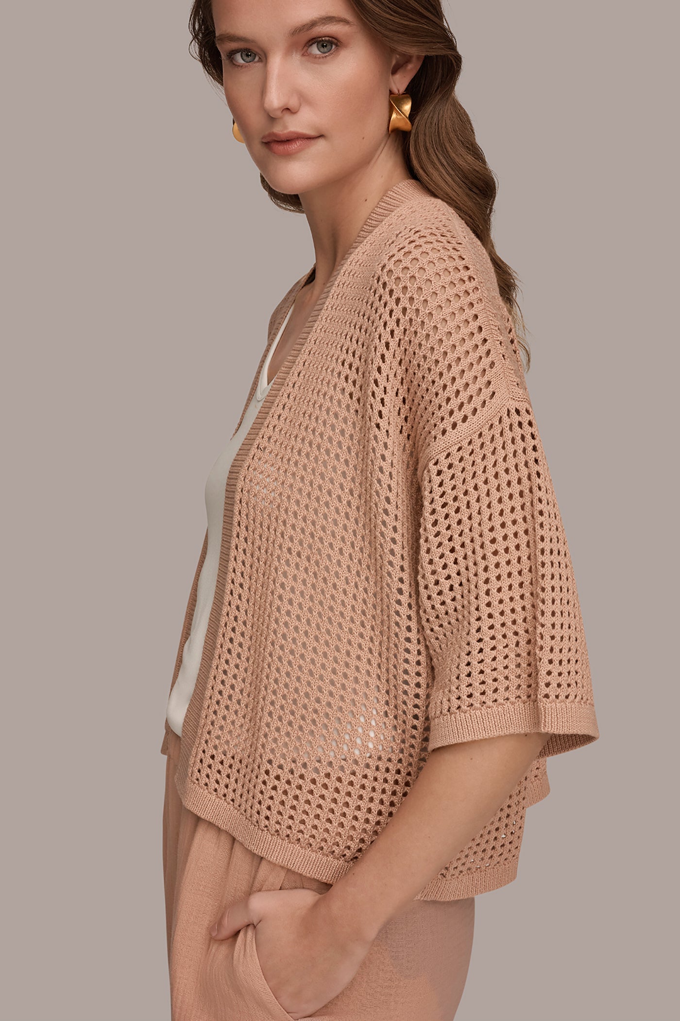 Umbria OPEN STITCH CARDIGAN Donna Karan