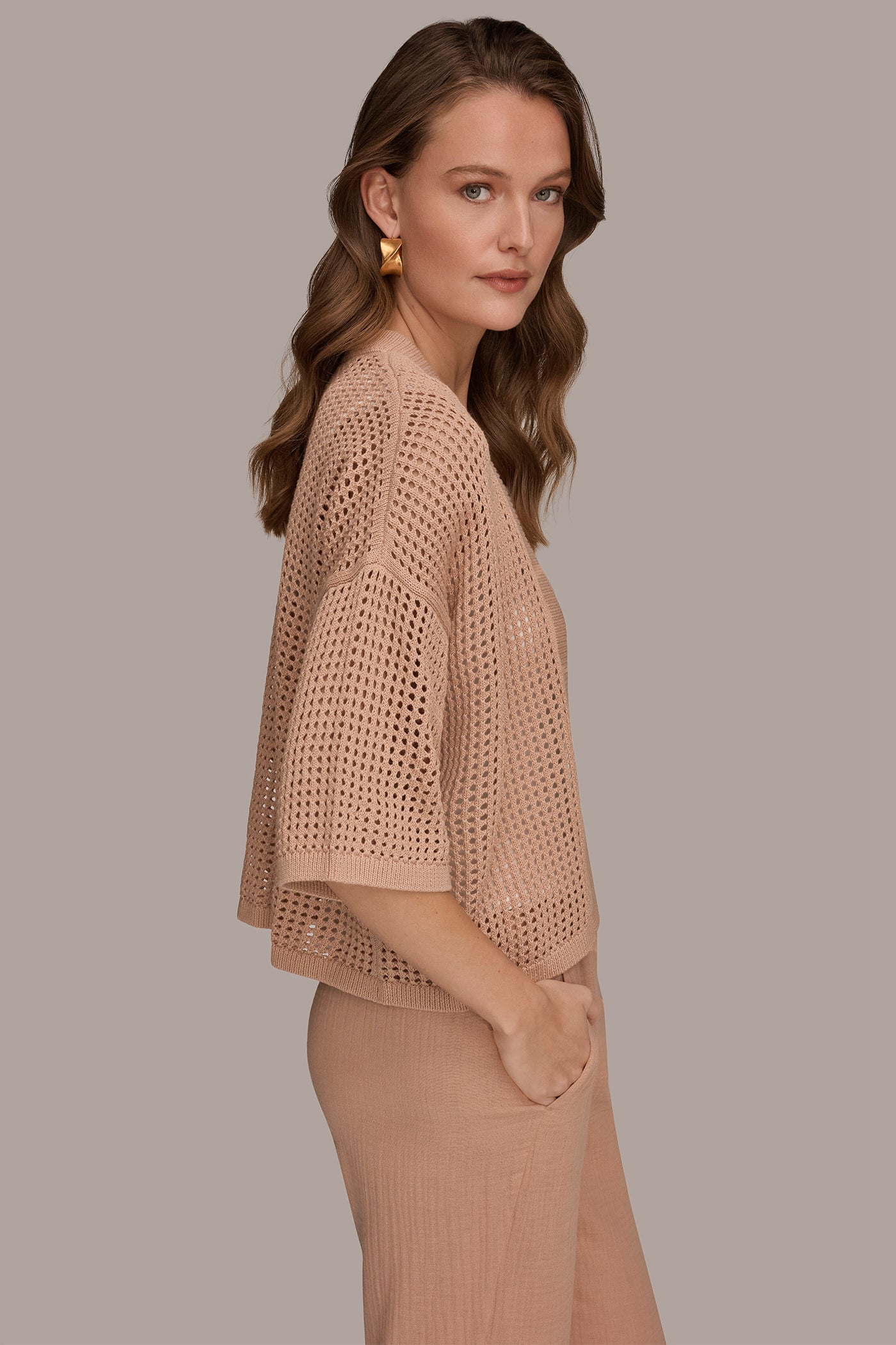 Umbria OPEN STITCH CARDIGAN Donna Karan