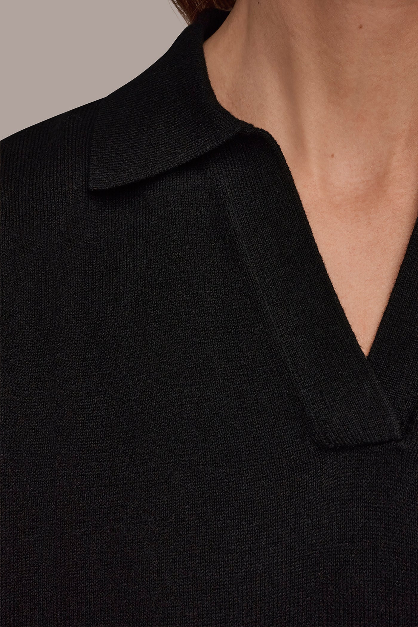 Black COTTON AND CASHMERE POLO SWEATER Donna Karan