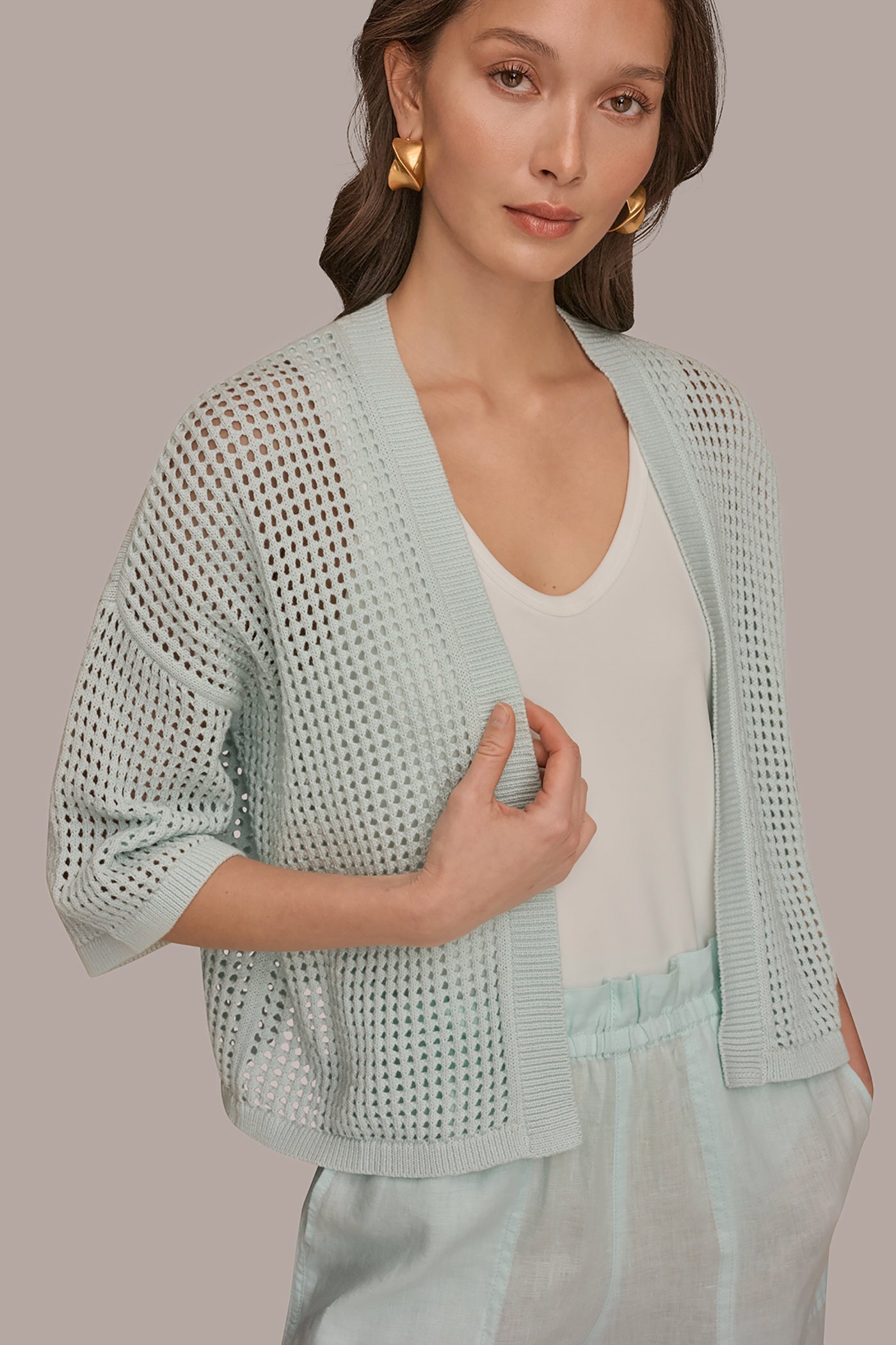 Skylight OPEN STITCH CARDIGAN Donna Karan