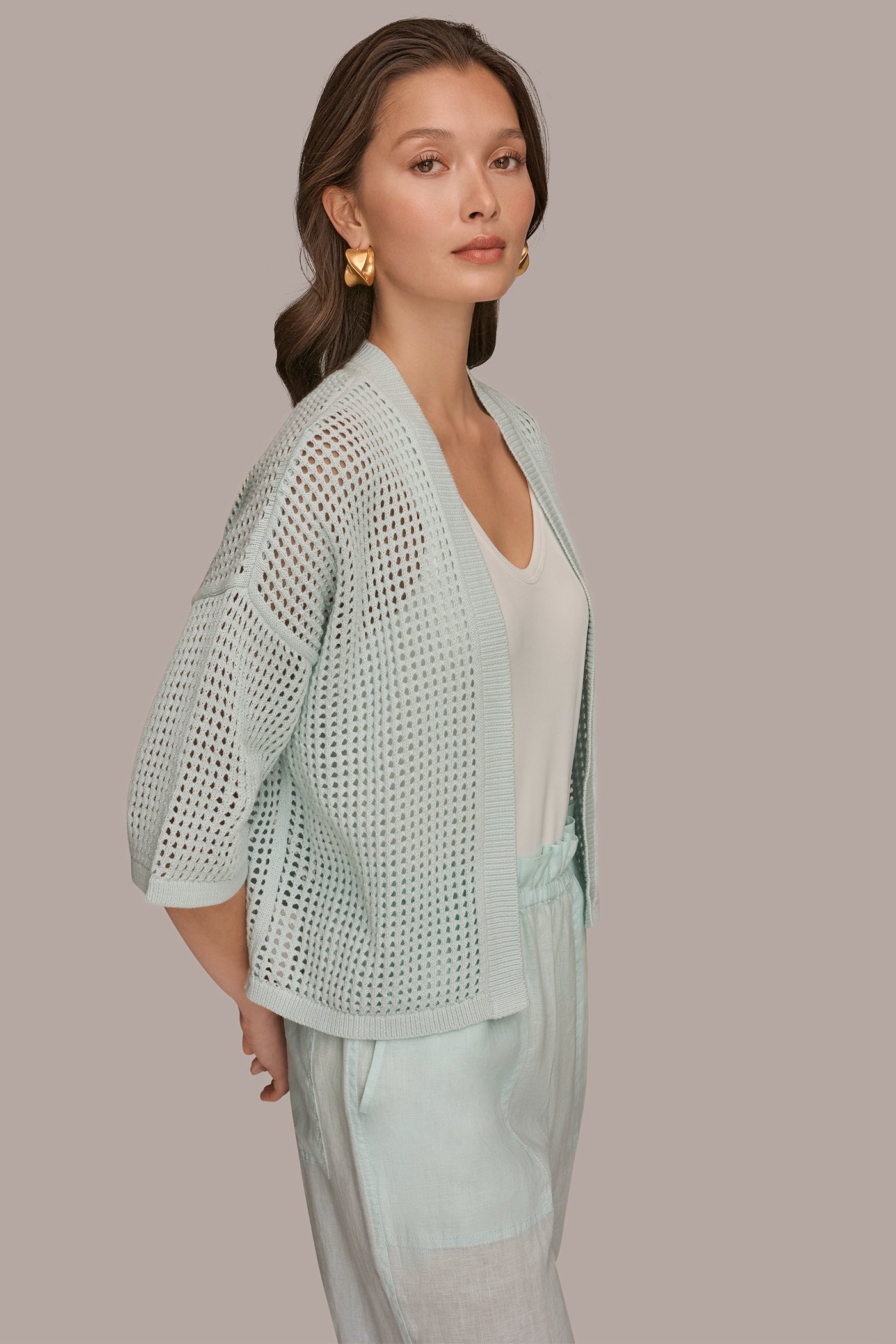 Skylight OPEN STITCH CARDIGAN Donna Karan