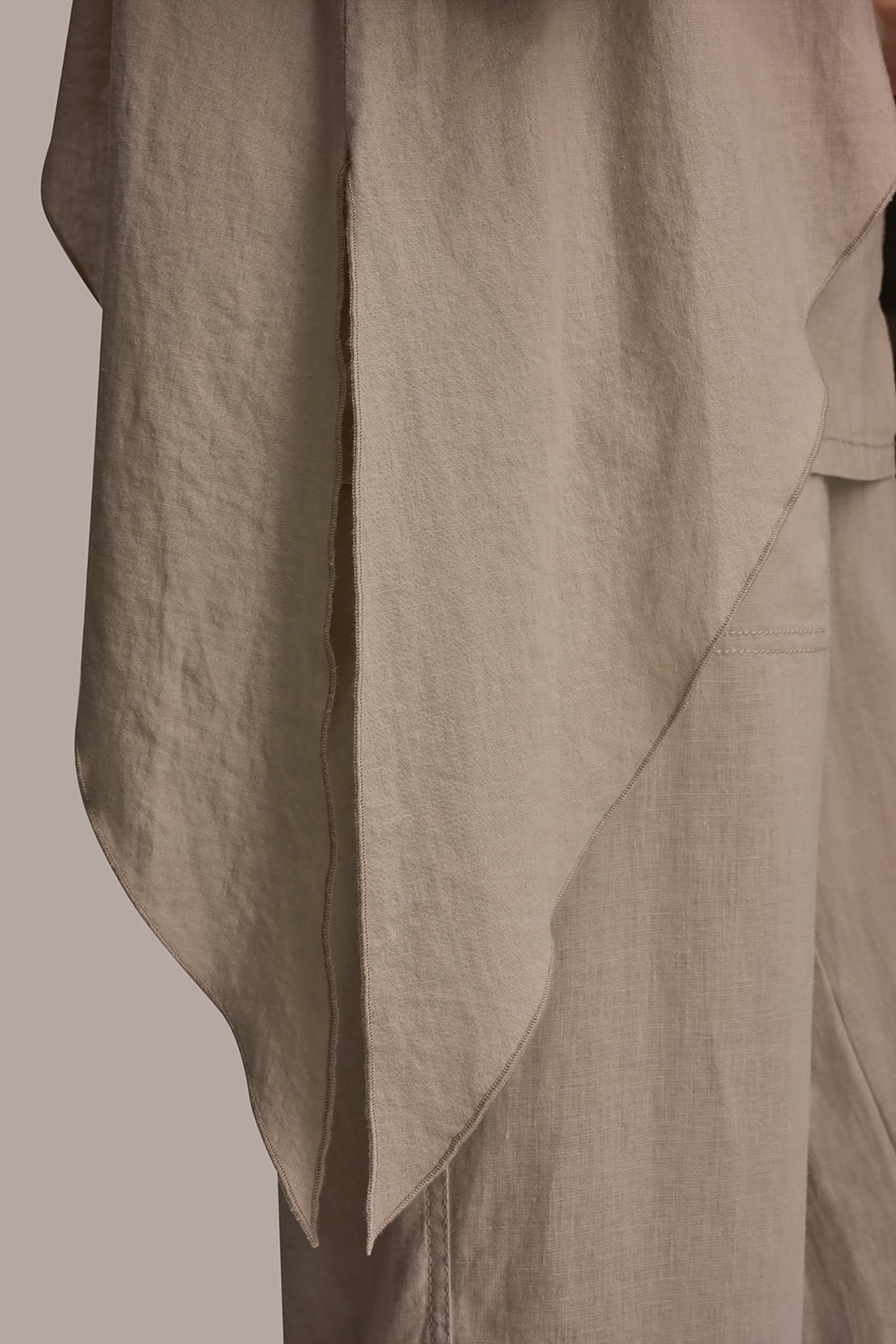 Tuscan Grey 3/4 SLEEVE OVERLAY BLOUSE Donna Karan