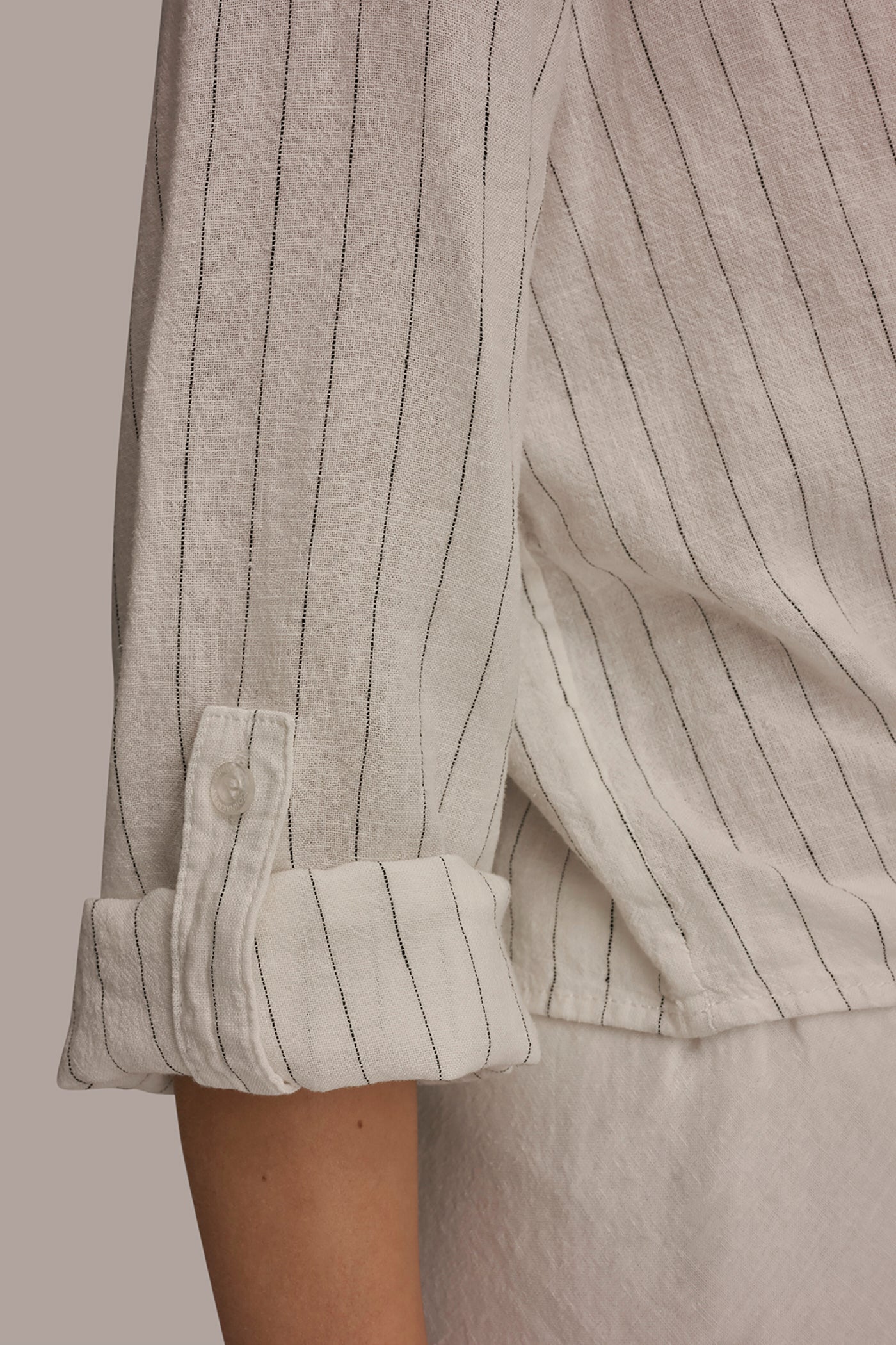Cream/Black LONG SLEEVE TIE-FRONT BLOUSE Donna Karan