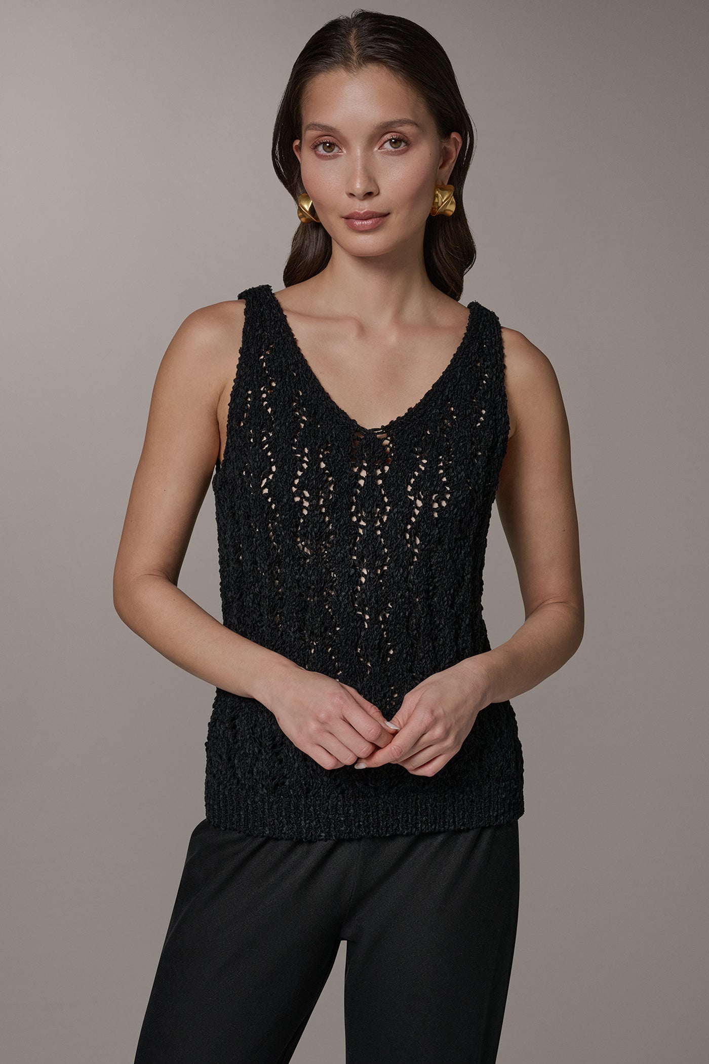 Black SLEEVELESS SWEATER TANK Donna Karan
