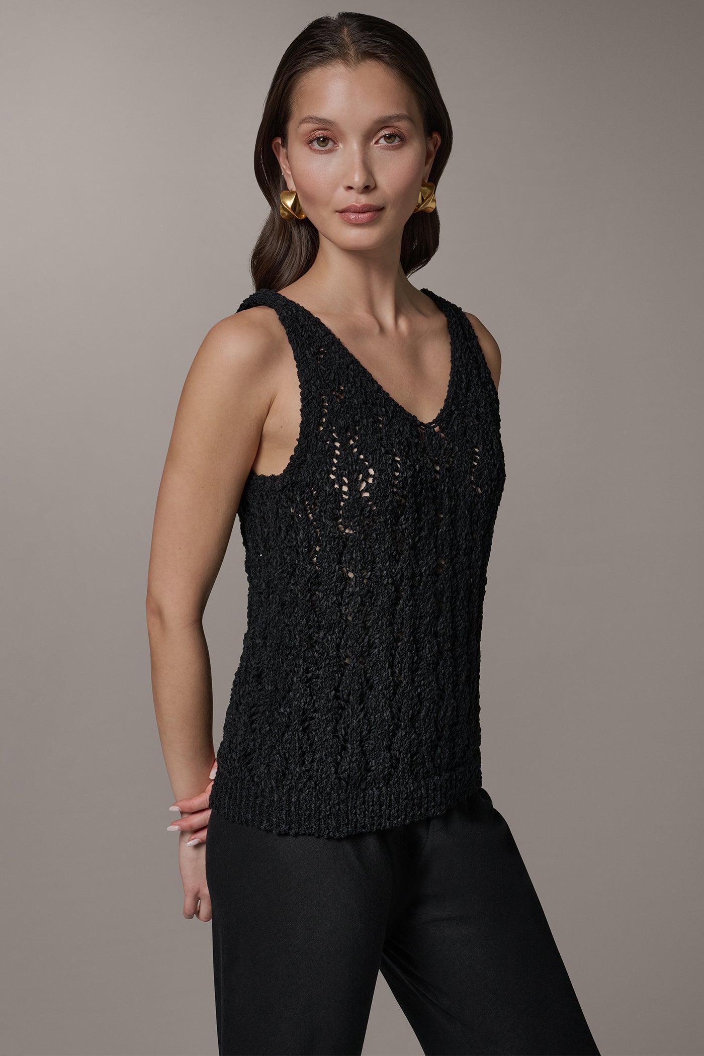 Black SLEEVELESS SWEATER TANK Donna Karan