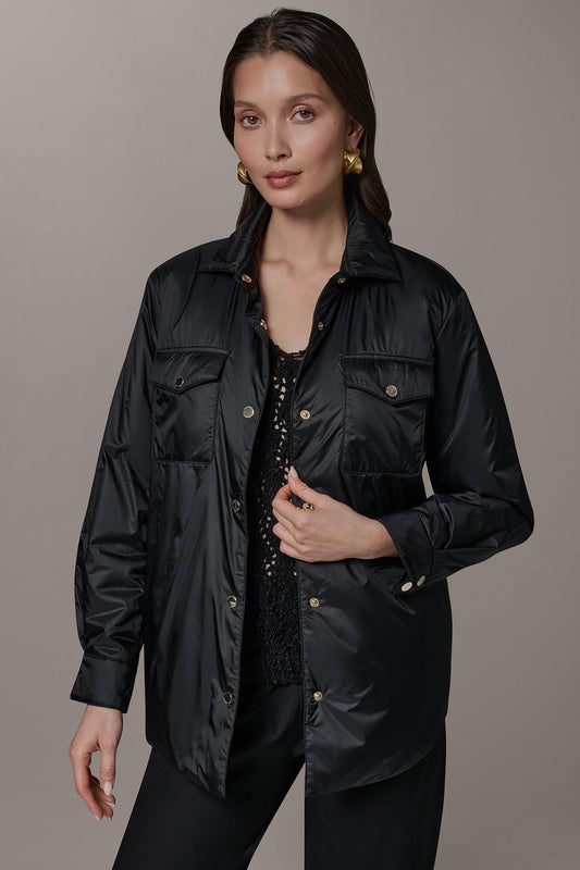 Black LONG SLEEVE SHIRT JACKET Donna Karan