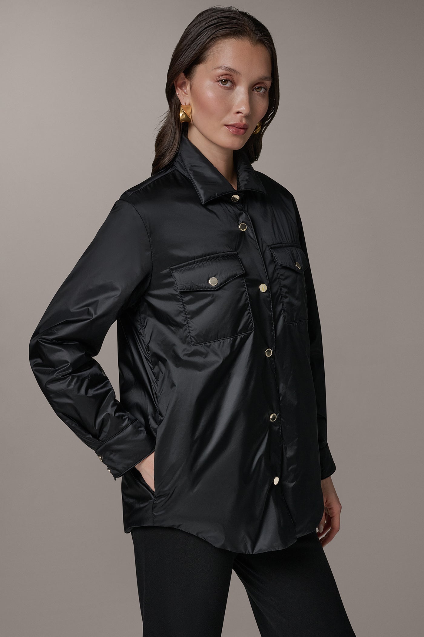 Black LONG SLEEVE SHIRT JACKET Donna Karan
