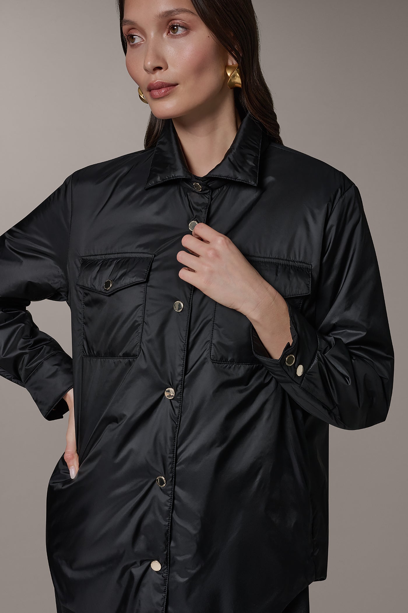 Black LONG SLEEVE SHIRT JACKET Donna Karan