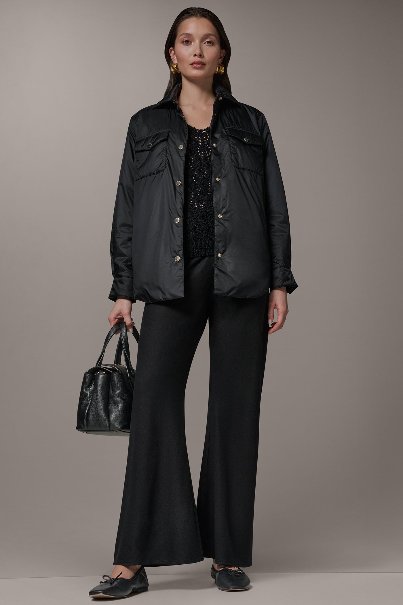 Black LONG SLEEVE SHIRT JACKET Donna Karan
