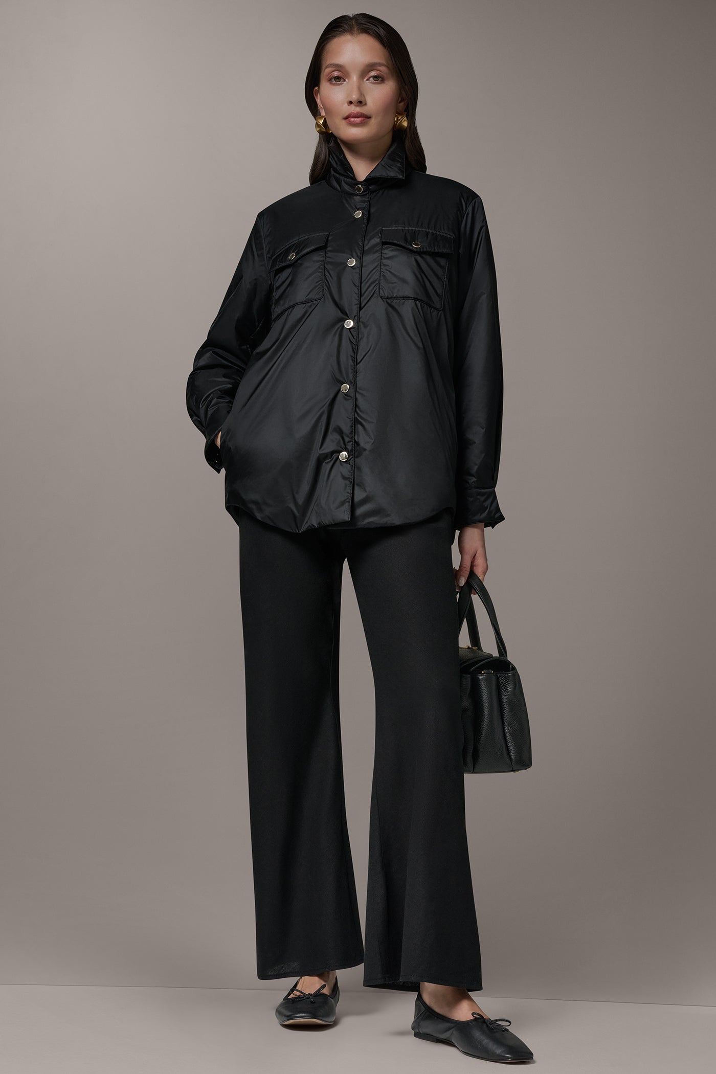 Black LONG SLEEVE SHIRT JACKET Donna Karan