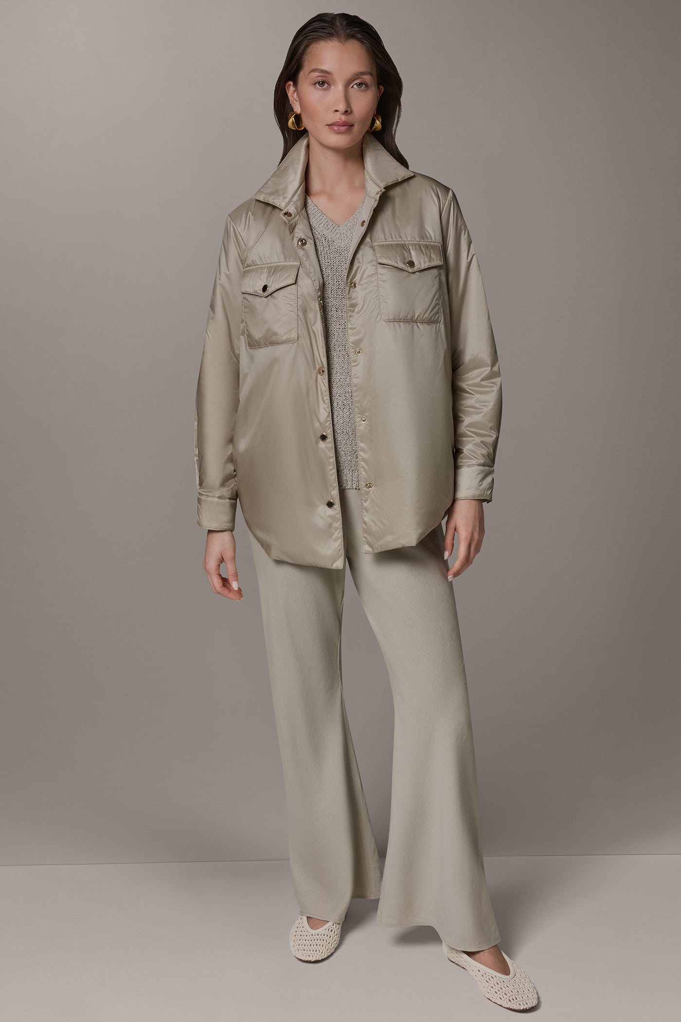 Sandstone LONG SLEEVE SHIRT JACKET Donna Karan