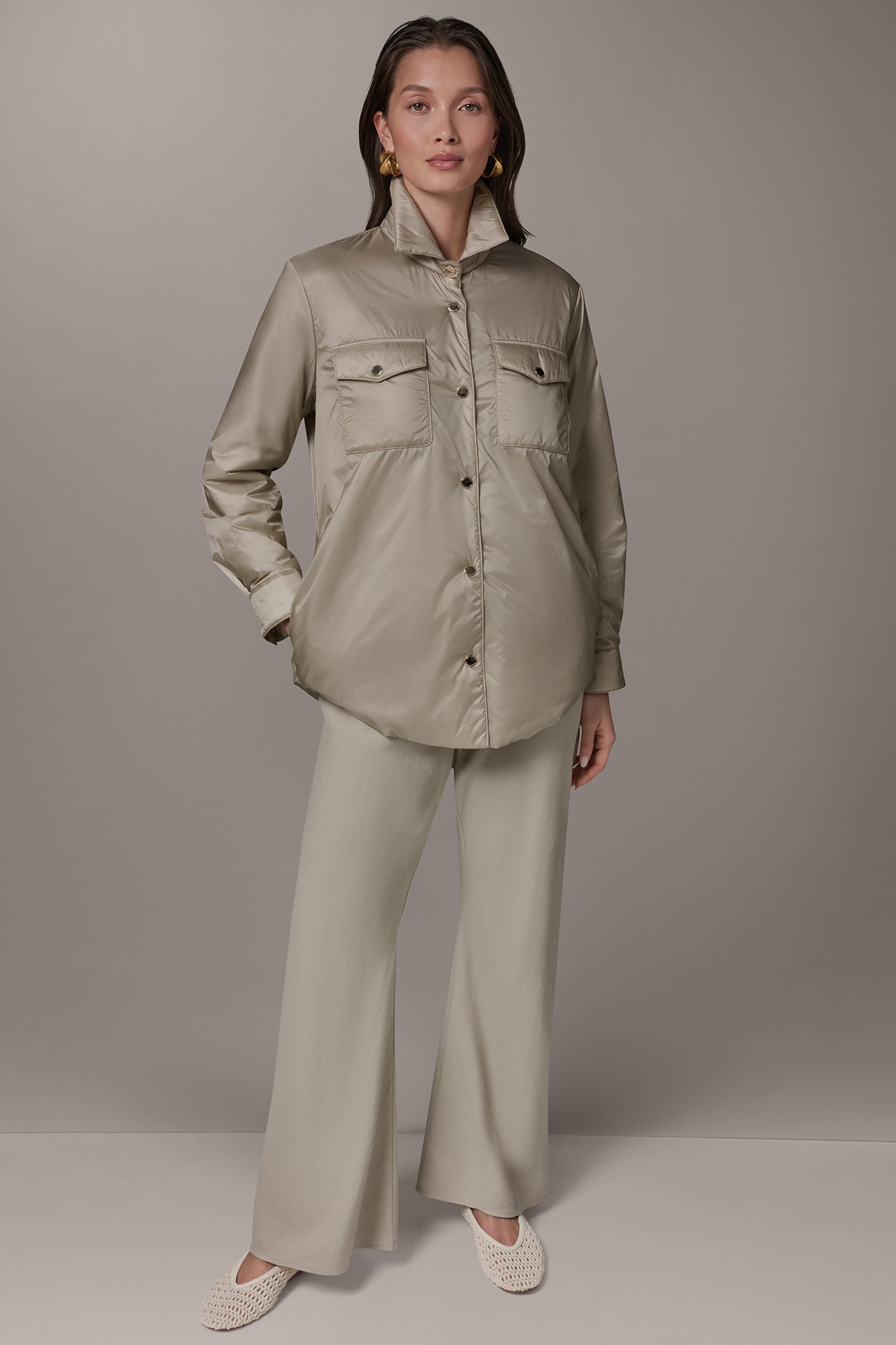 Sandstone LONG SLEEVE SHIRT JACKET Donna Karan