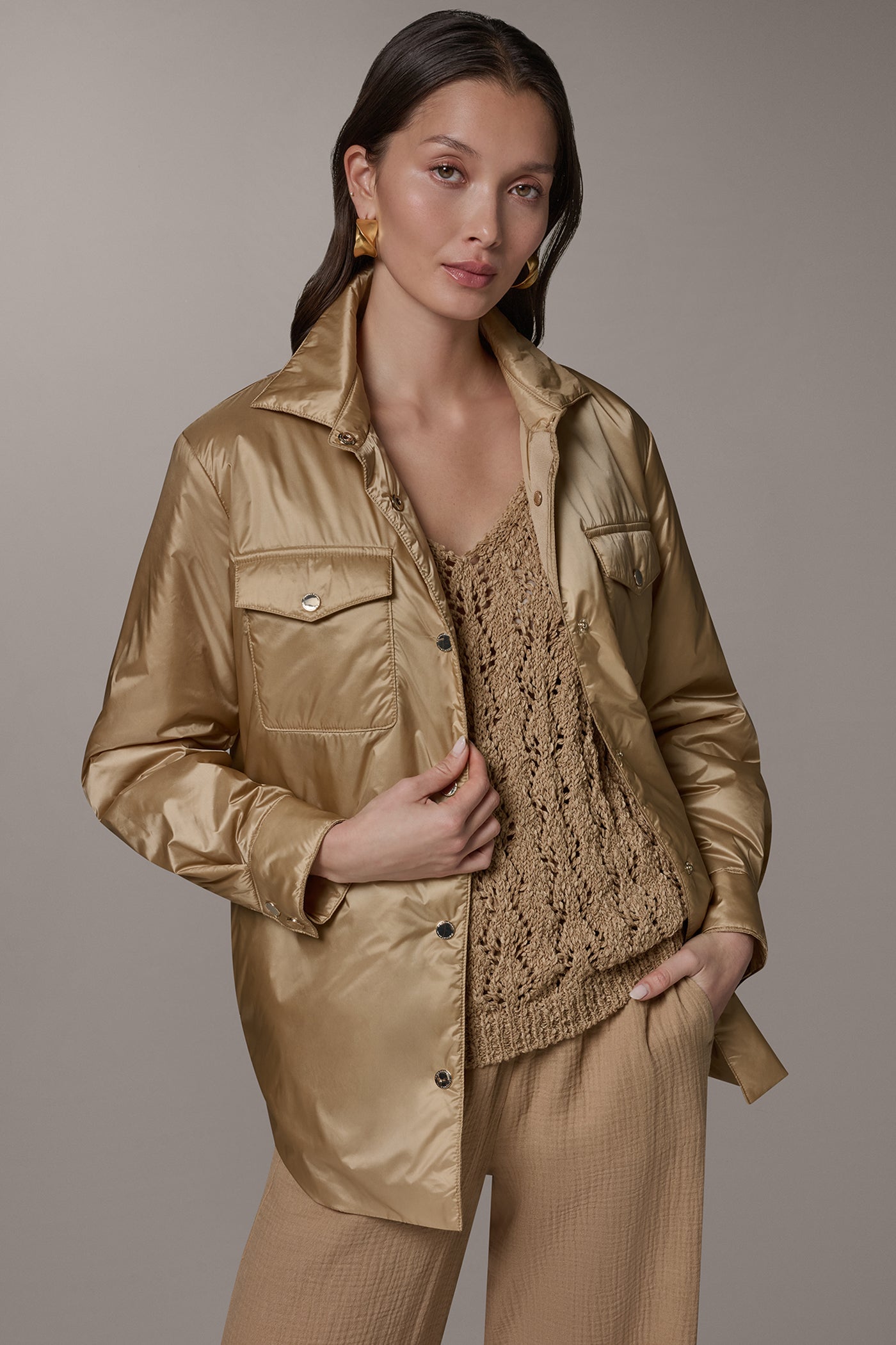 Fawn LONG SLEEVE SHIRT JACKET Donna Karan