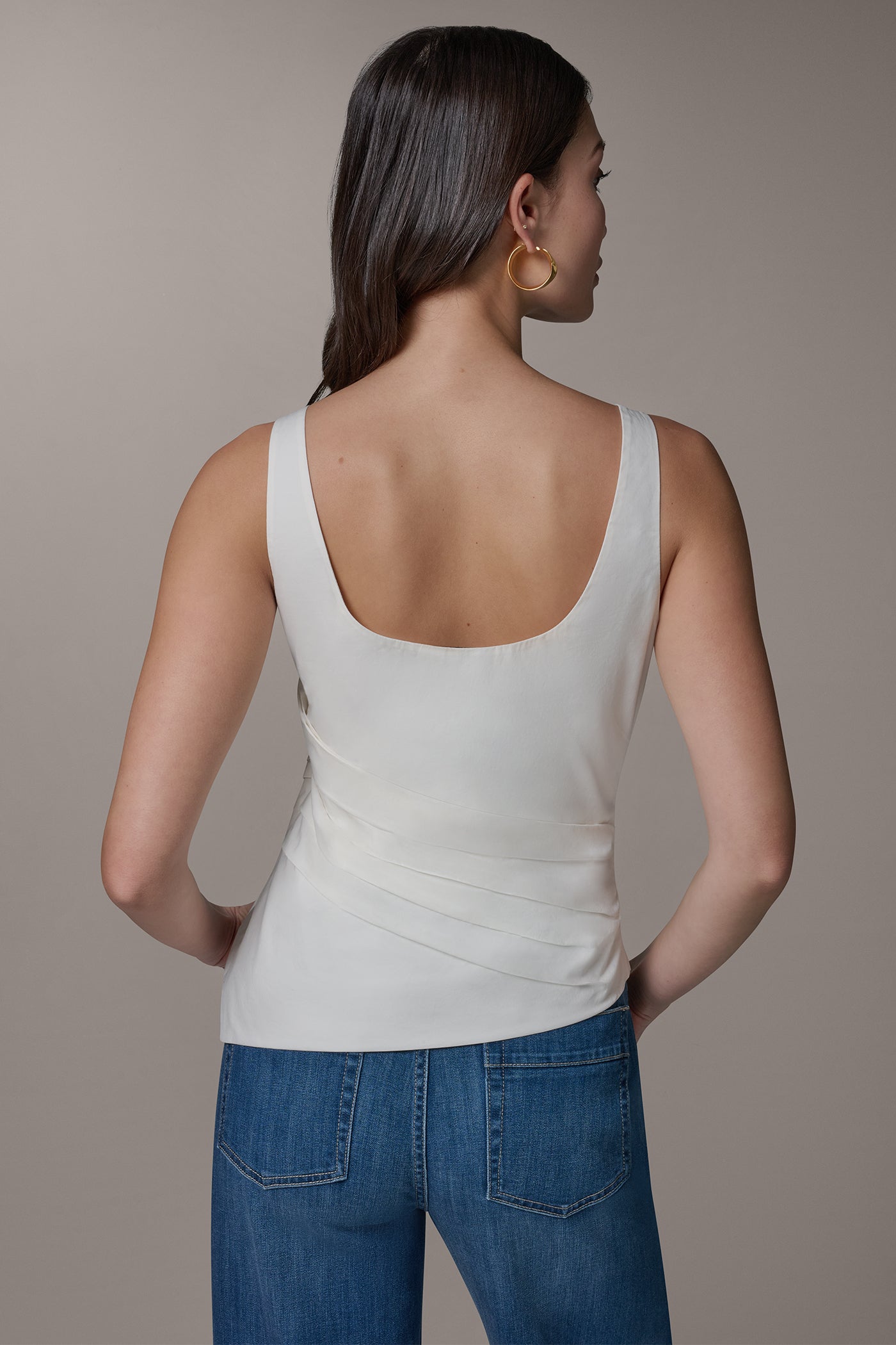 Cream SLEEVELESS ASYMMETRIC BLOUSE Donna Karan