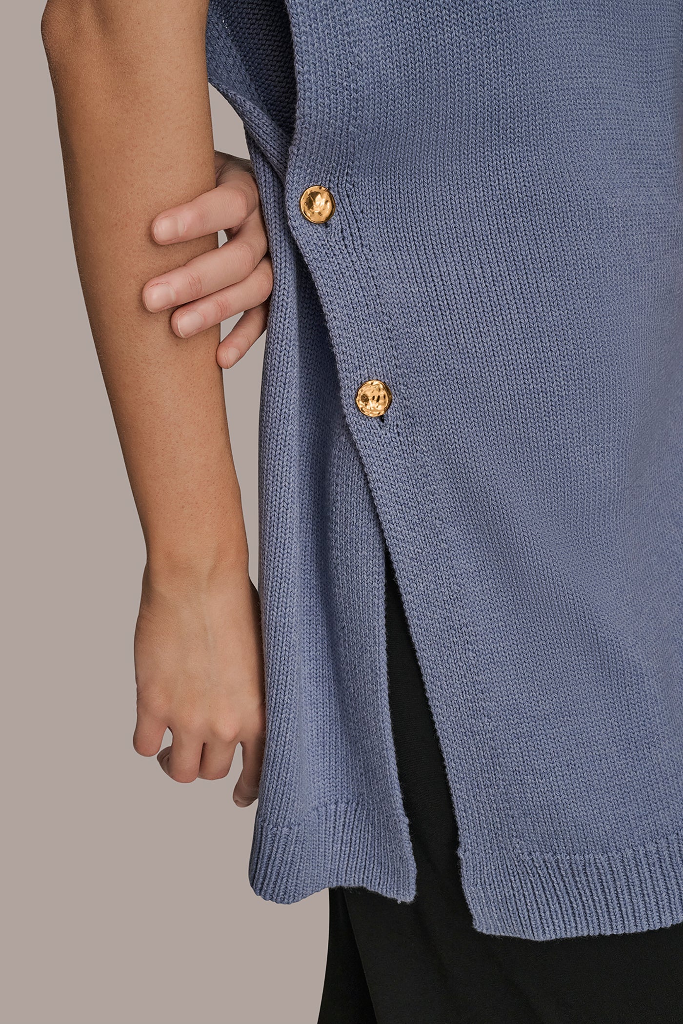 TEMPEST BUTTON-FRONT SWEATER CAPELET Donna Karan