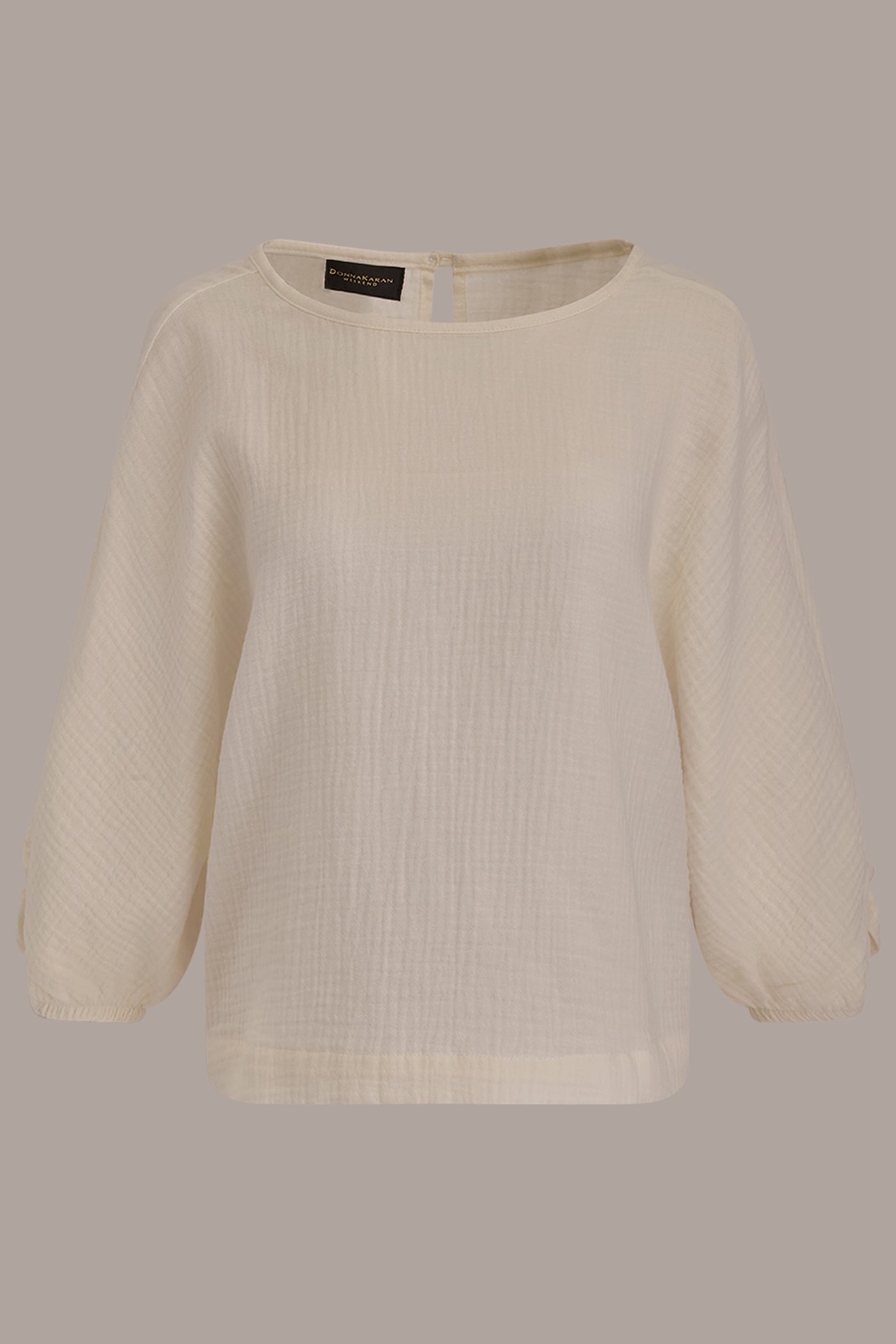 Cream 3/4 SLEEVE TWIST CUFF BLOUSE Donna Karan