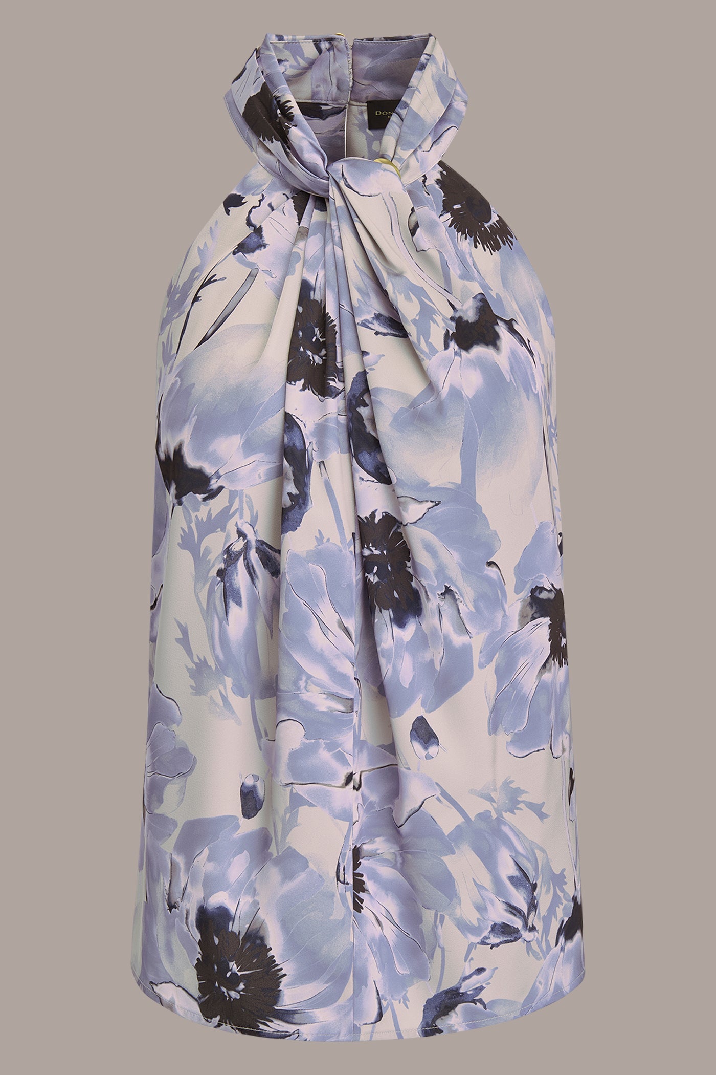 VAPOR/TEMPEST SATIN PRINTED TWIST HALTER BLOUSE Donna Karan