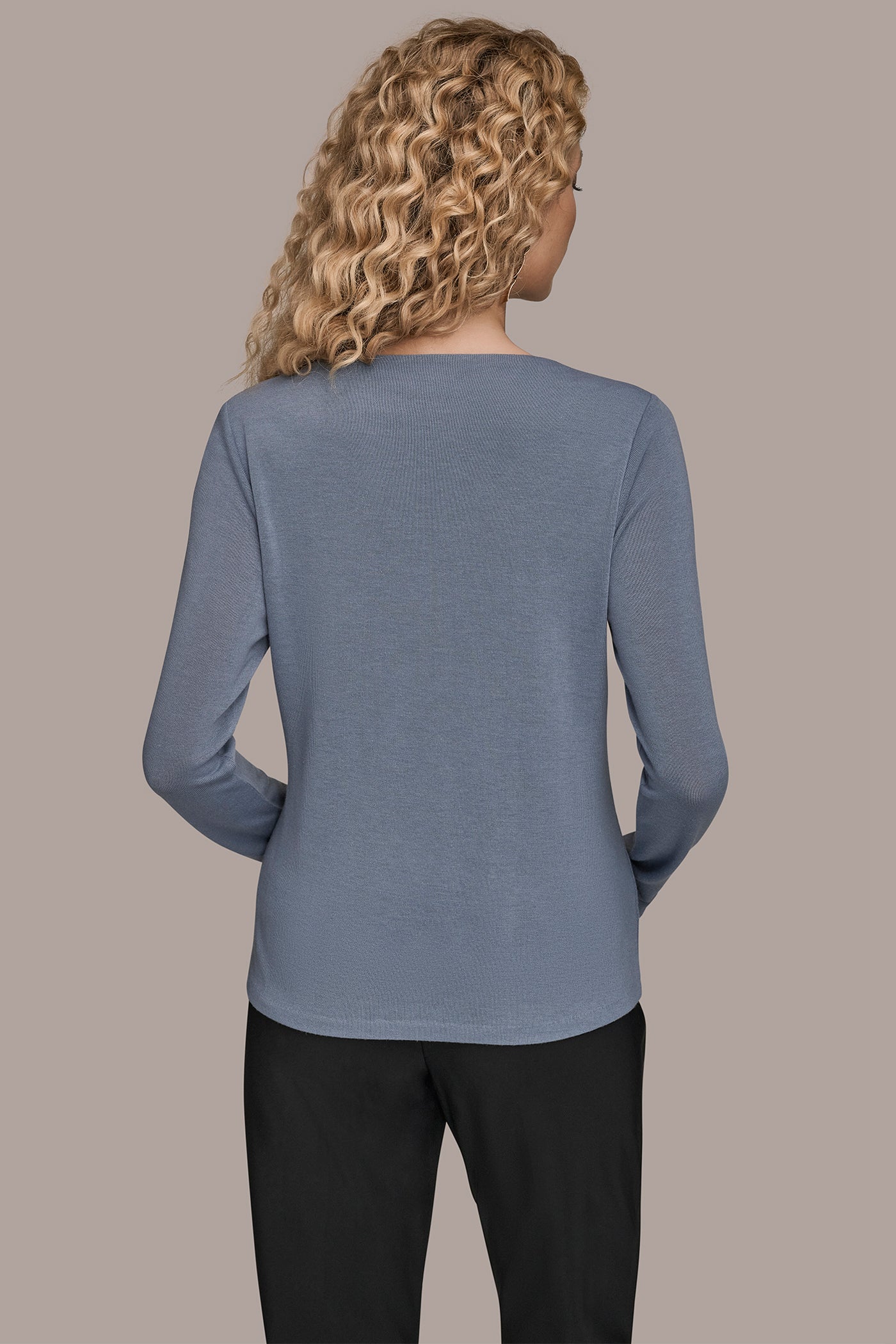 TEMPEST LONG-SLEEVE COWL-NECK FLORAL TOP Donna Karan