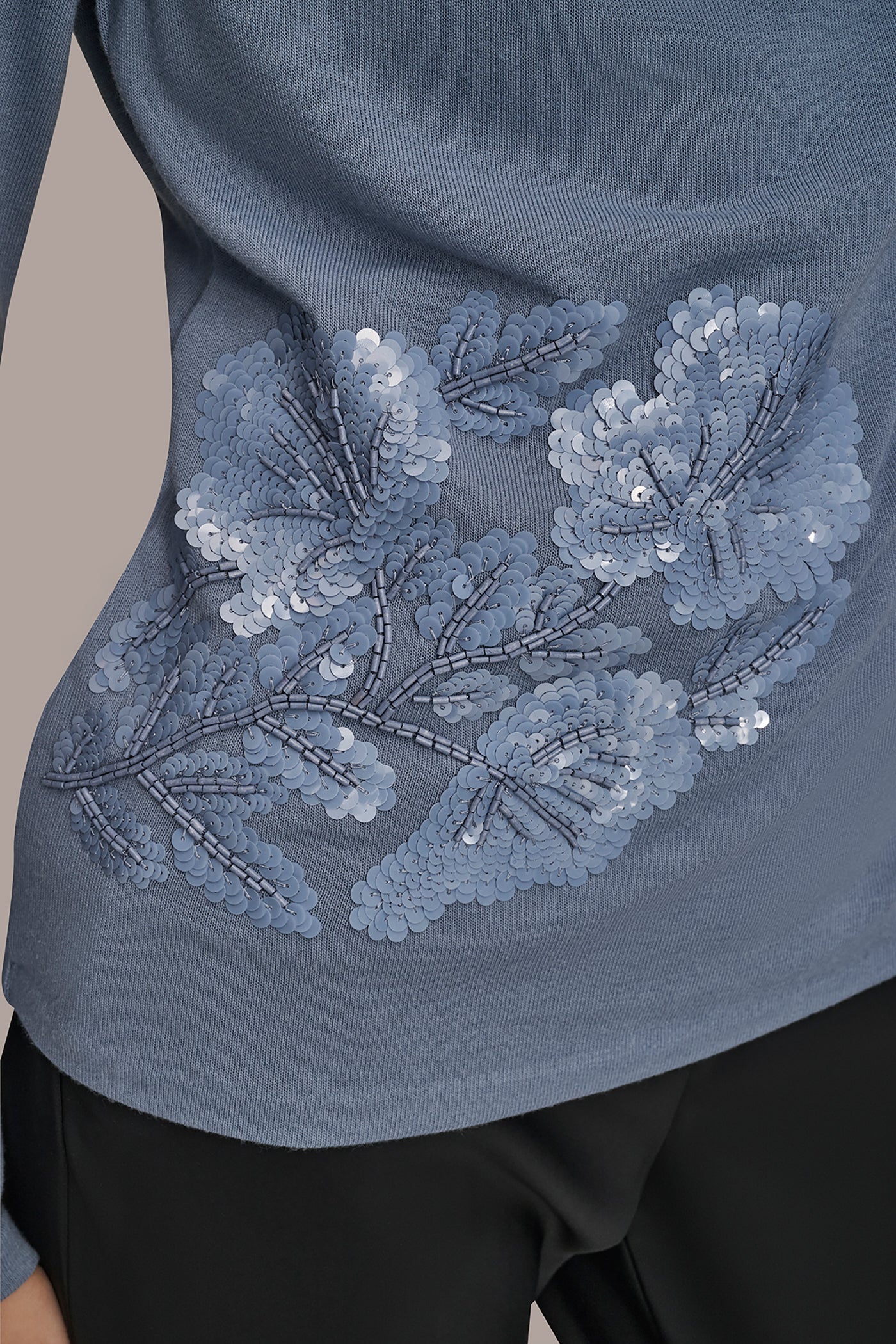 TEMPEST LONG-SLEEVE COWL-NECK FLORAL TOP Donna Karan