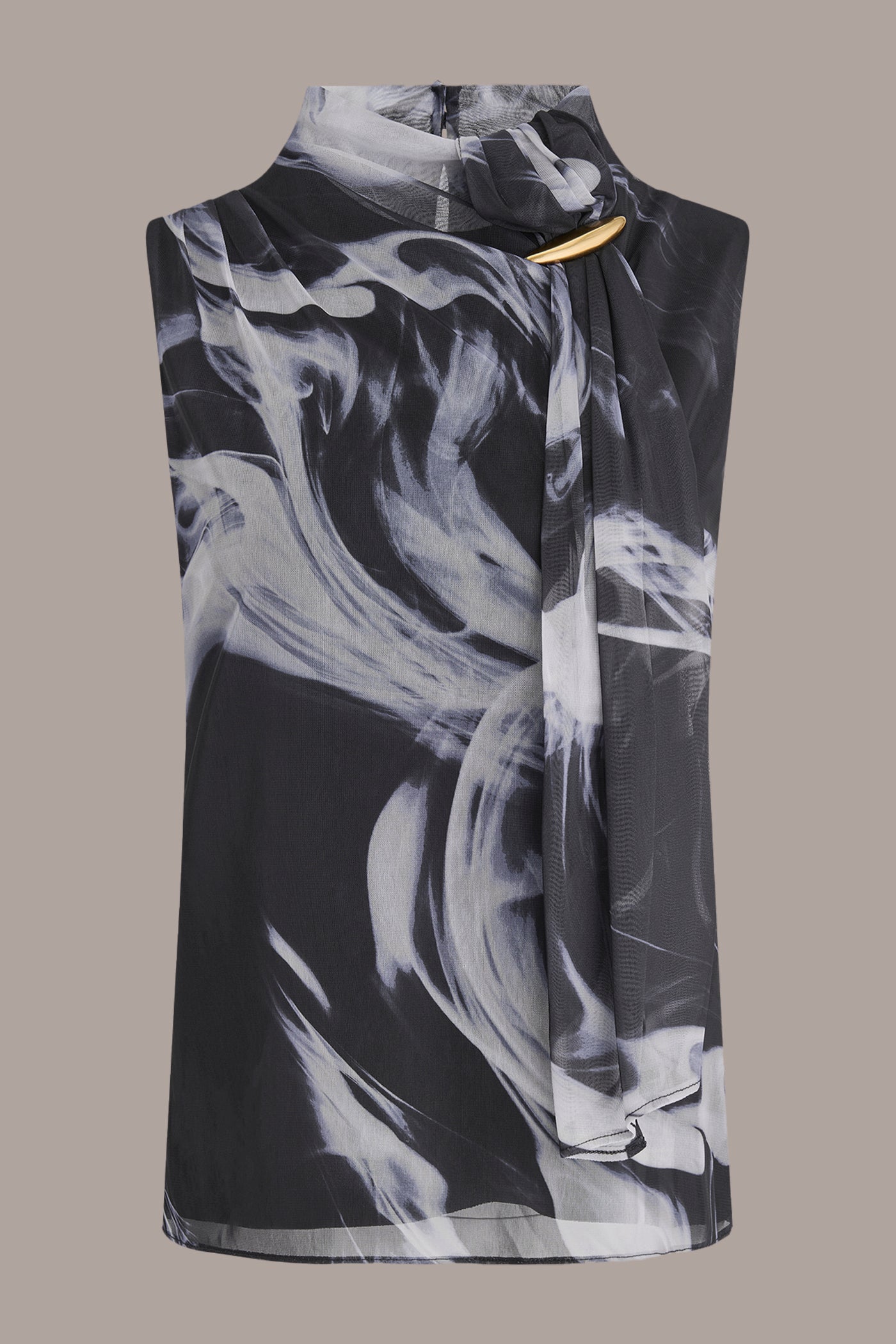 BLACK/VAPOR MULTI TIE-NECK HALTER BLOUSE Donna Karan